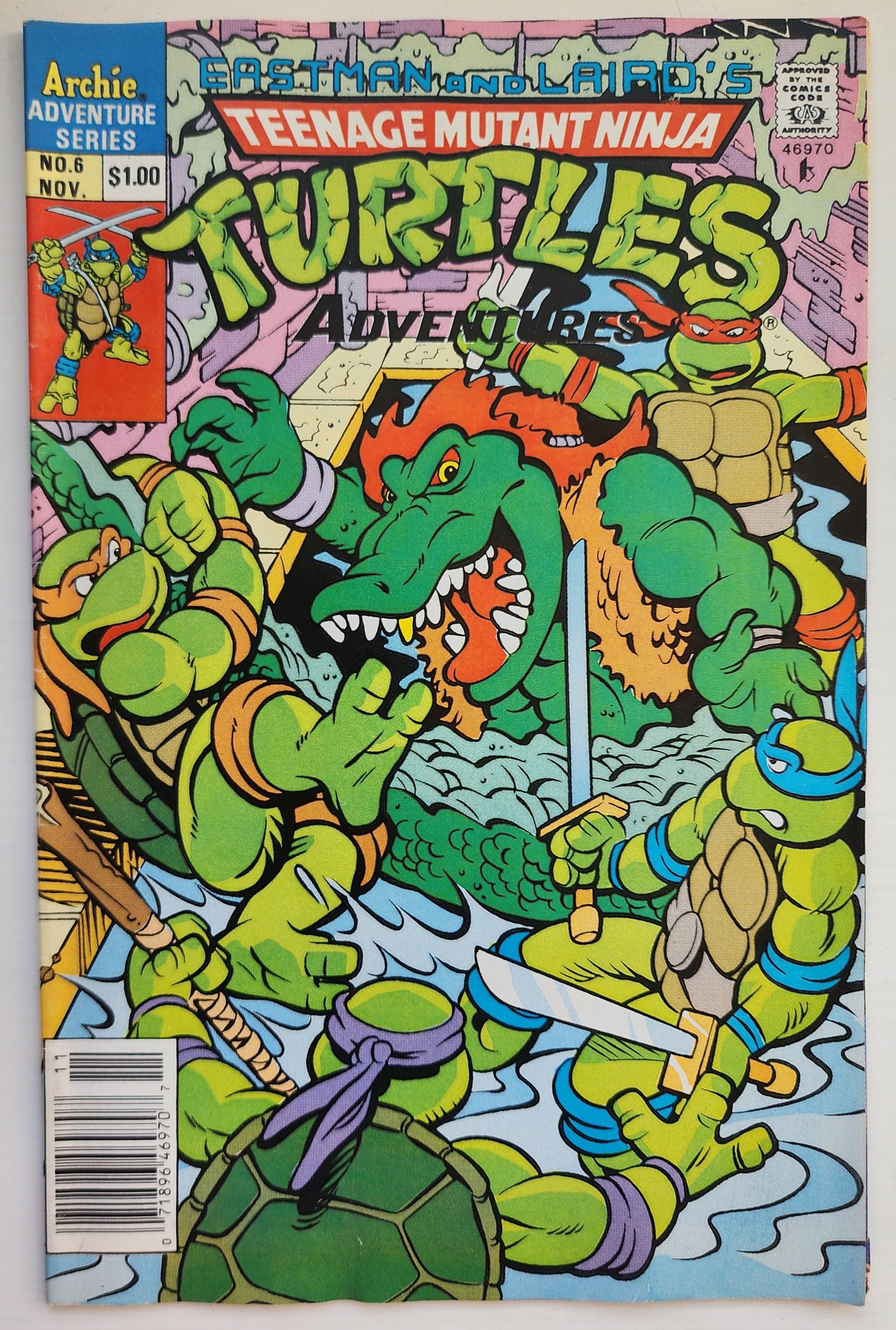 TEENAGE MUTANT NINJA TURTLES TMNT ADVENTURES #6 1989 NEWSSTAND TMNT ARCHIE COMICS