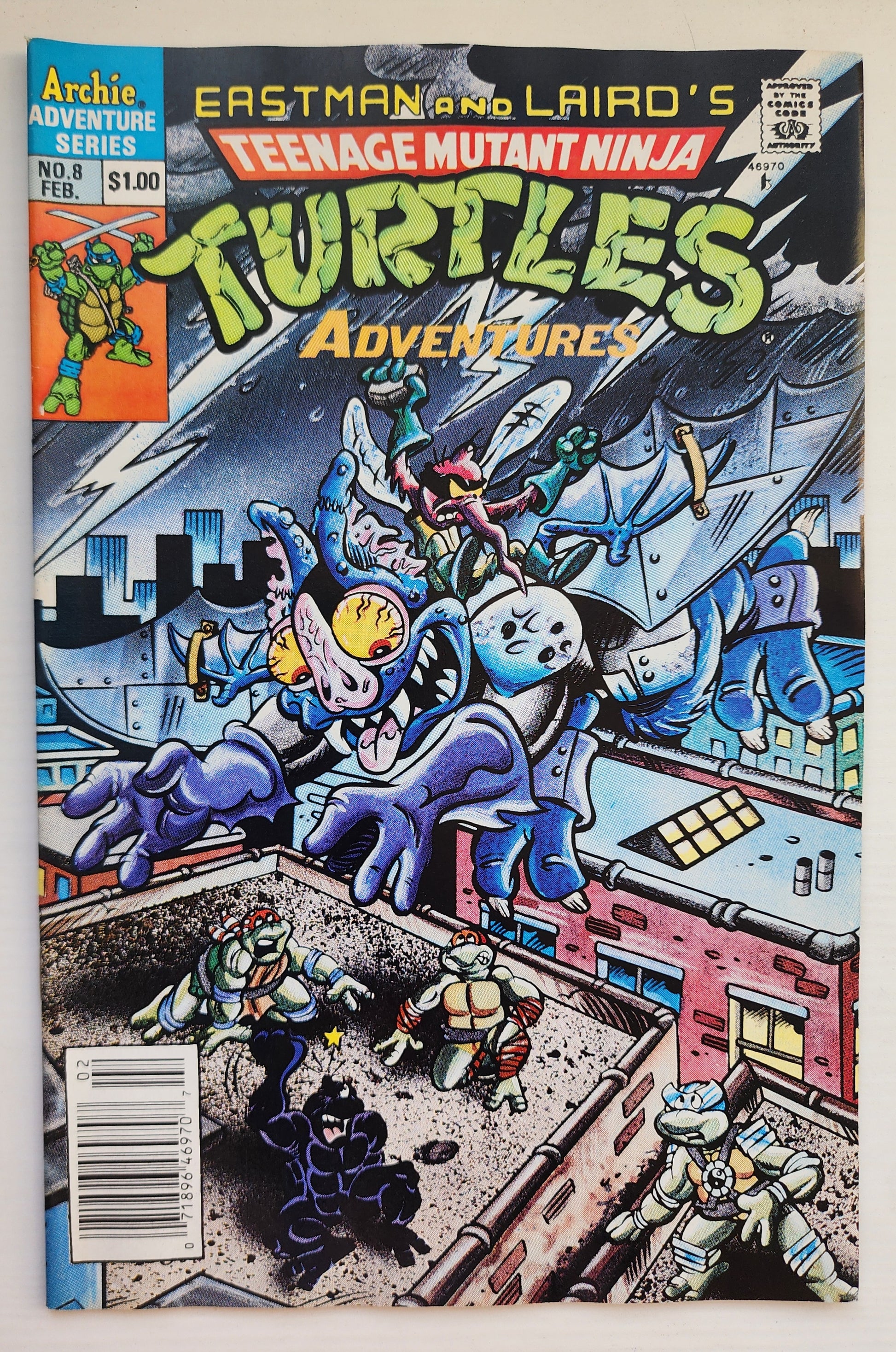 TEENAGE MUTANT NINJA TURTLES TMNT ADVENTURES #8 1990 NEWSSTAND TMNT ARCHIE COMICS