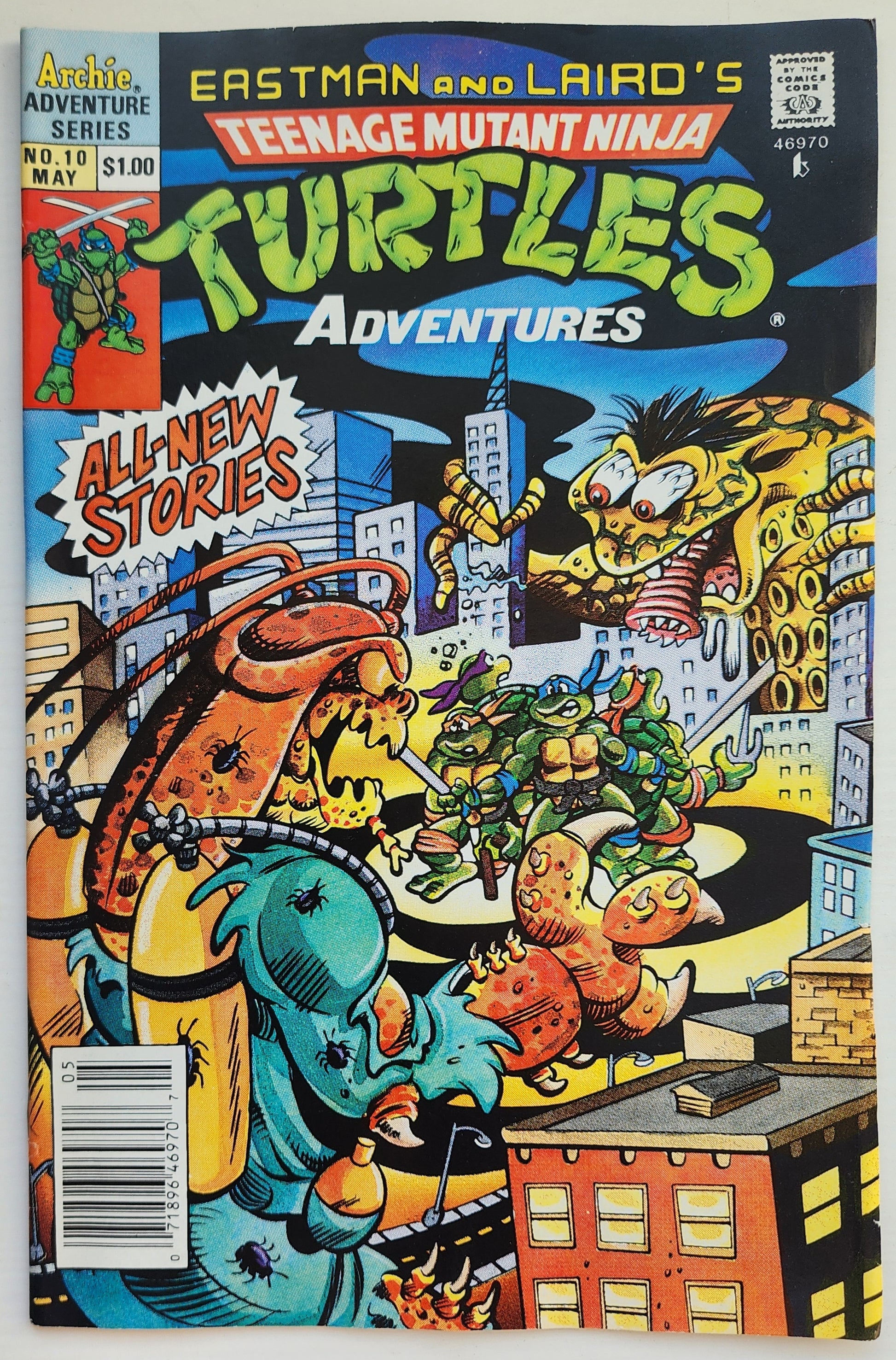 TEENAGE MUTANT NINJA TURTLES TMNT ADVENTURES #10 1990 NEWSSTAND TMNT ARCHIE COMICS