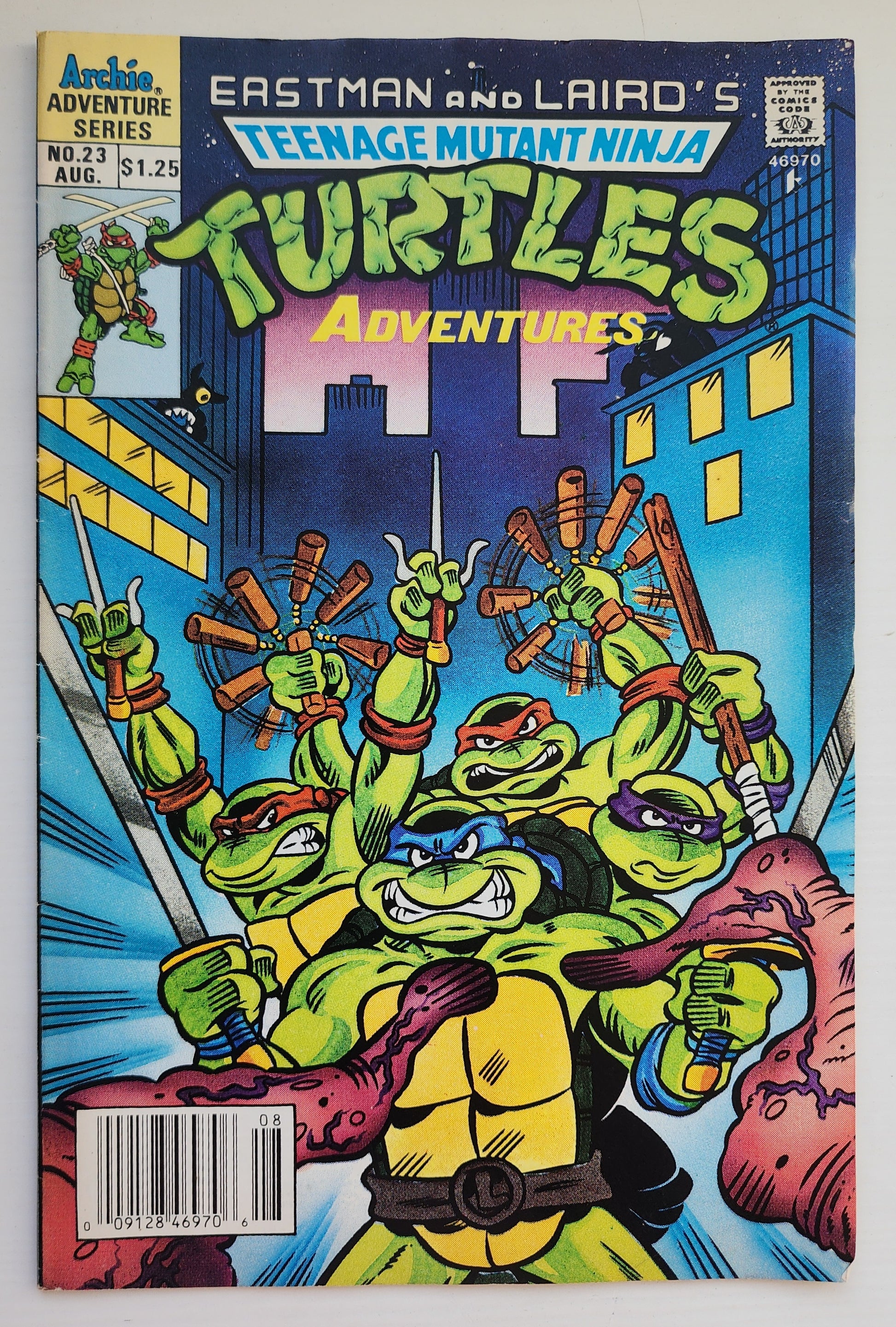 TEENAGE MUTANT NINJA TURTLES TMNT ADVENTURES #23 1991 NEWSSTAND (1ST APP SLASH) TMNT ARCHIE COMICS