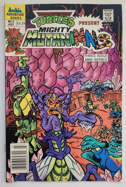 TEENAGE MUTANT NINJA TURTLES TMNT MIGHTY MUTANIMALS #3 1991 NEWSSTAND TMNT ARCHIE COMICS