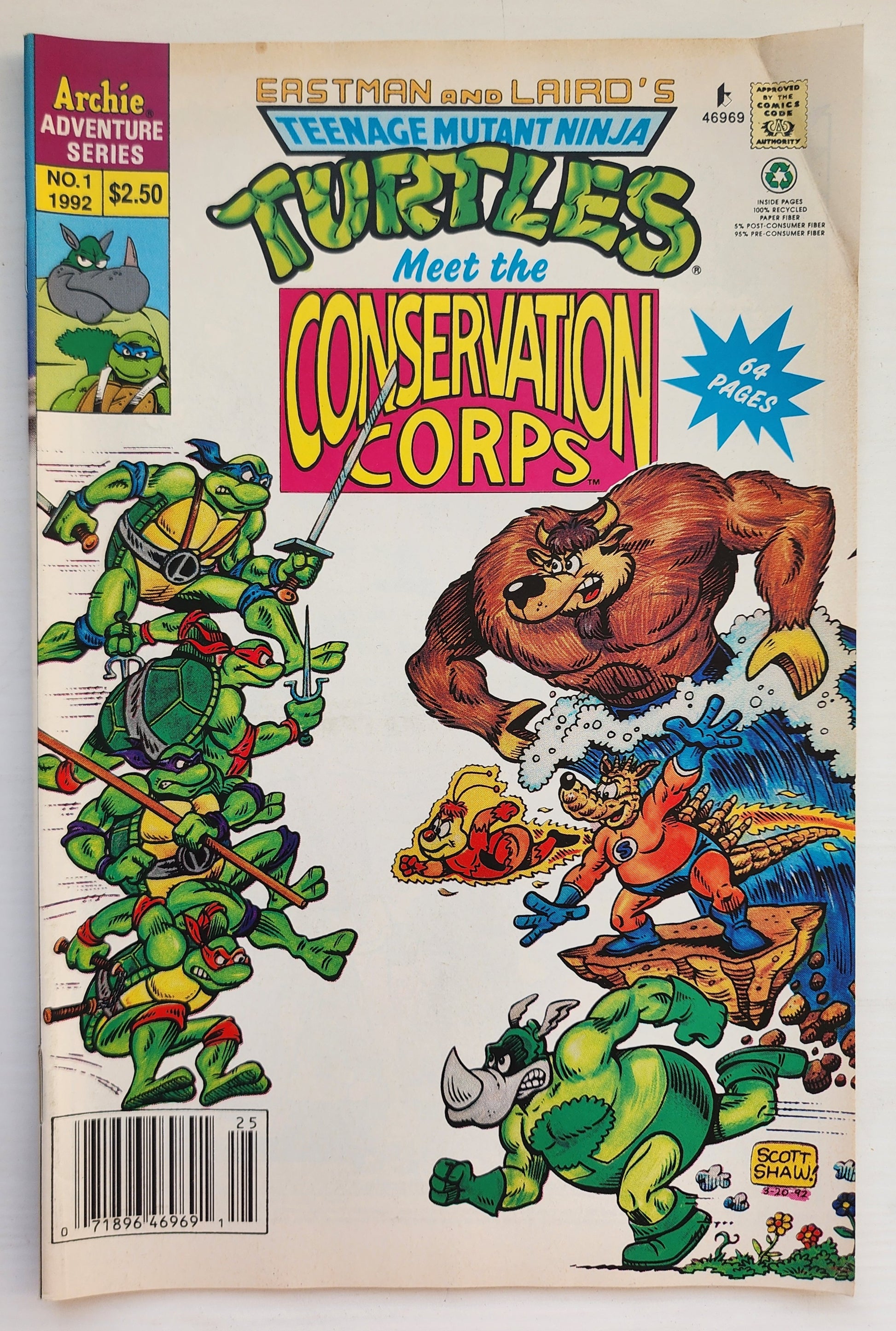 TEENAGE MUTANT NINJA TURTLES TMNT MEET THE CONSERVATION CORPS #1 1992 TMNT ARCHIE COMICS