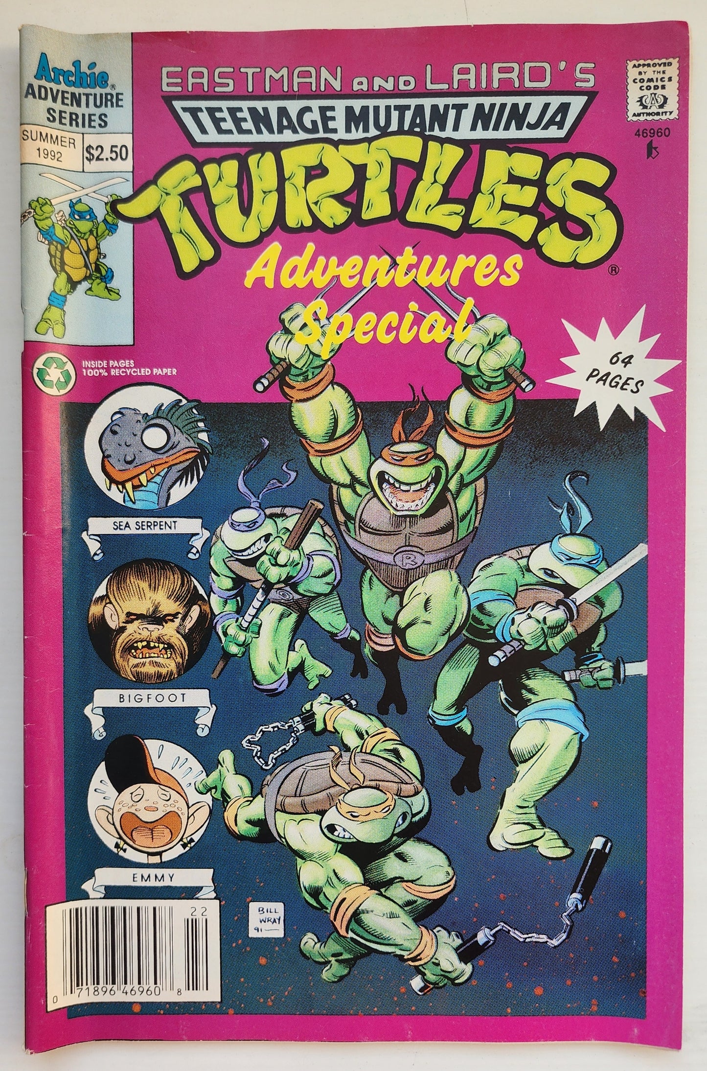 TEENAGE MUTANT NINJA TURTLES TMNT ADVENTURES SPECIAL #1 1992 NEWSSTAND TMNT ARCHIE COMICS
