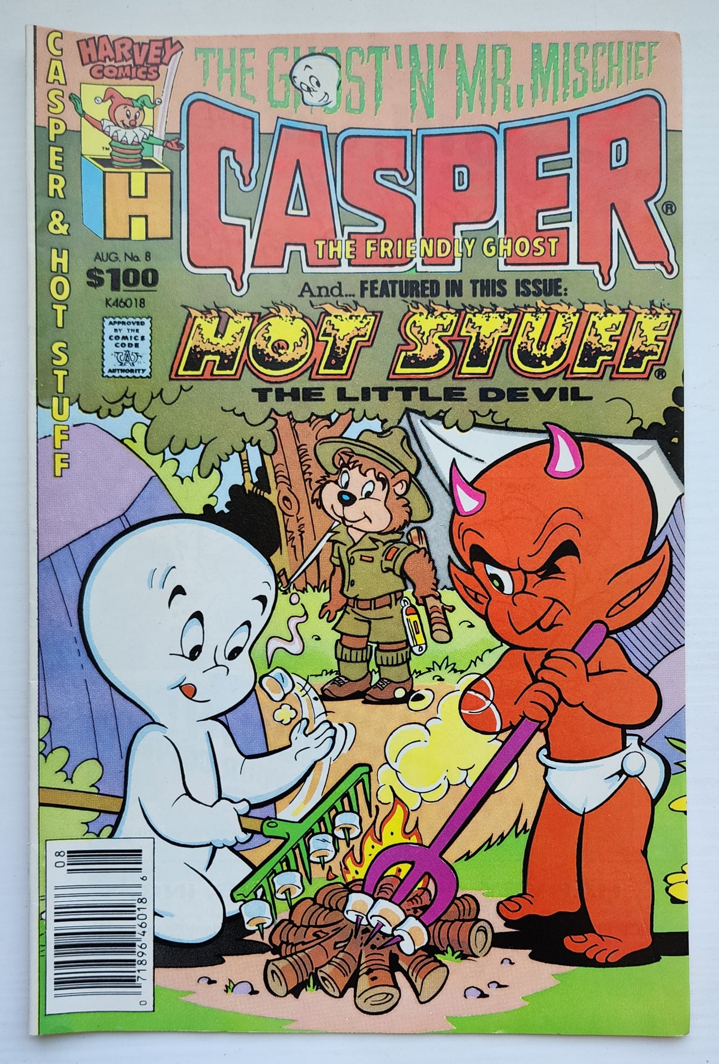 CASPER THE FRIENDLY GHOST & HOT STUFF #8 NEWSSTAND Casper HARVEY COMICS
