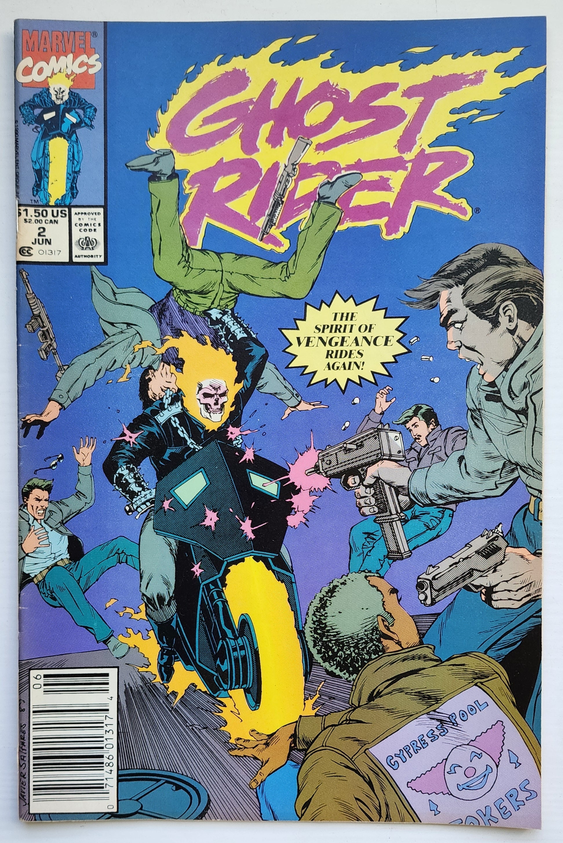 GHOST RIDER #2 1990 NEWSSTAND (1ST APP BLACKOUT) Ghost Rider CRUSADE COMICS