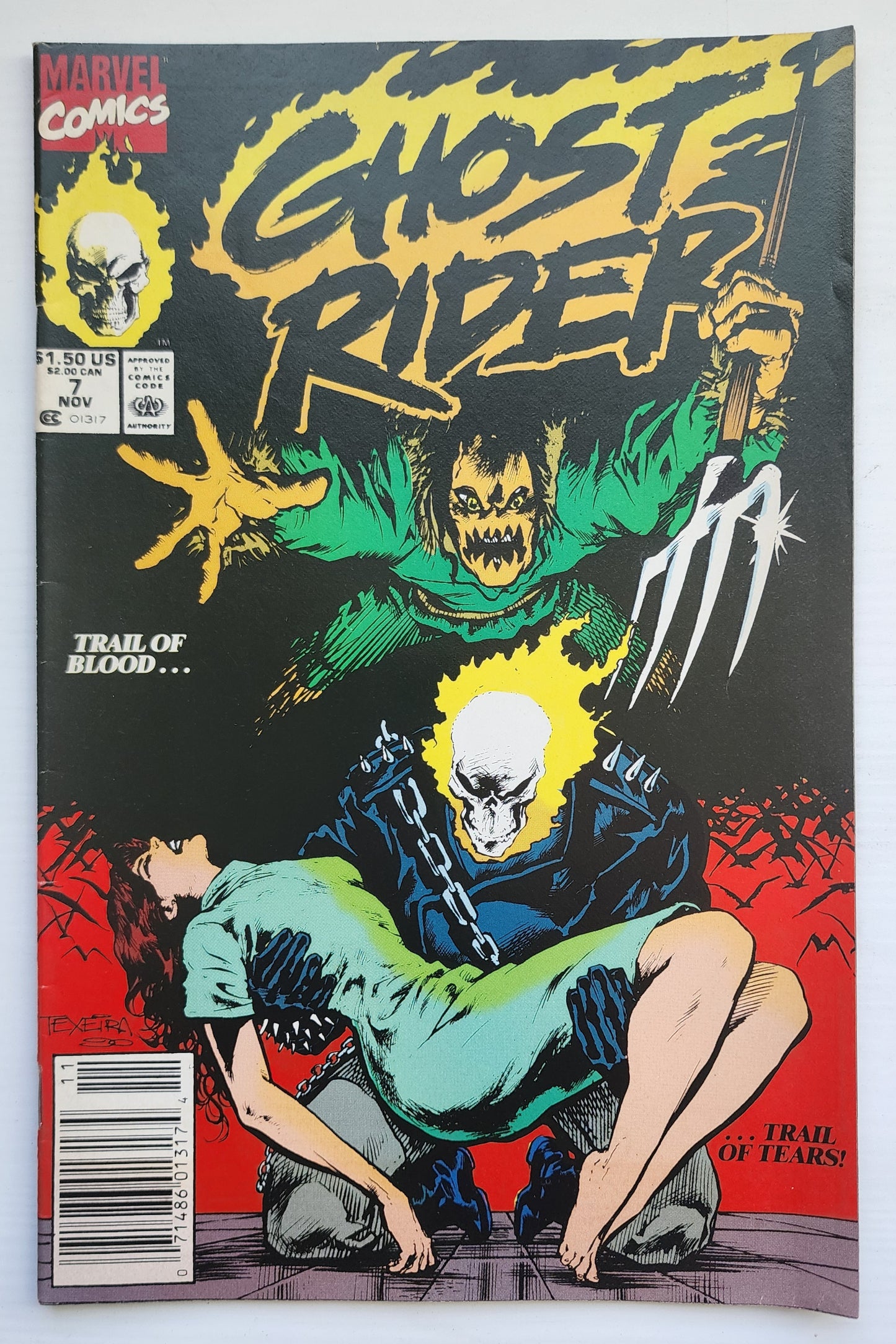 GHOST RIDER #7 1990 NEWSSTAND Ghost Rider CRUSADE COMICS