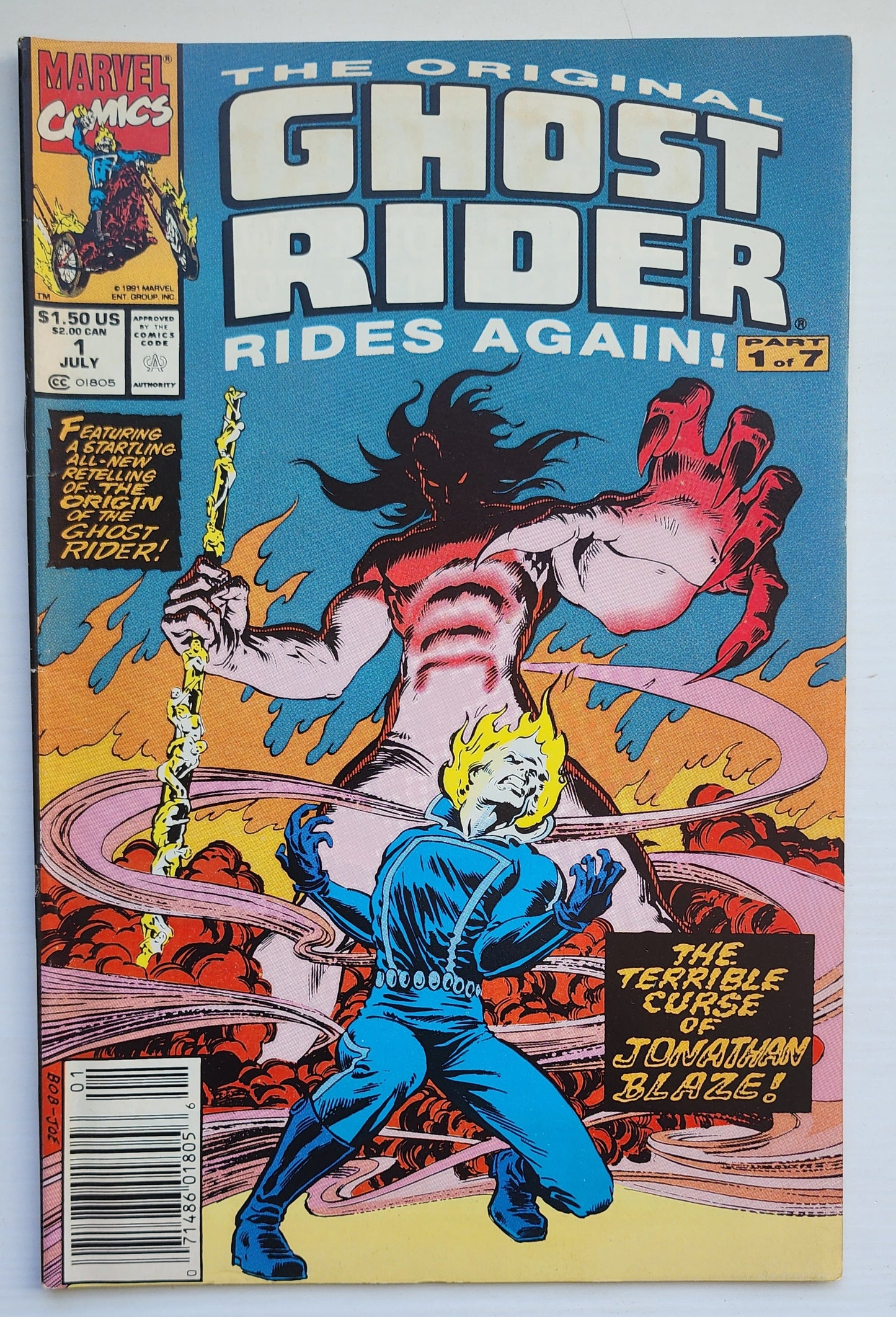 ORIGINAL GHOST RIDER RIDES AGAIN #1 1991 NEWSSTAND Ghost Rider CRUSADE COMICS
