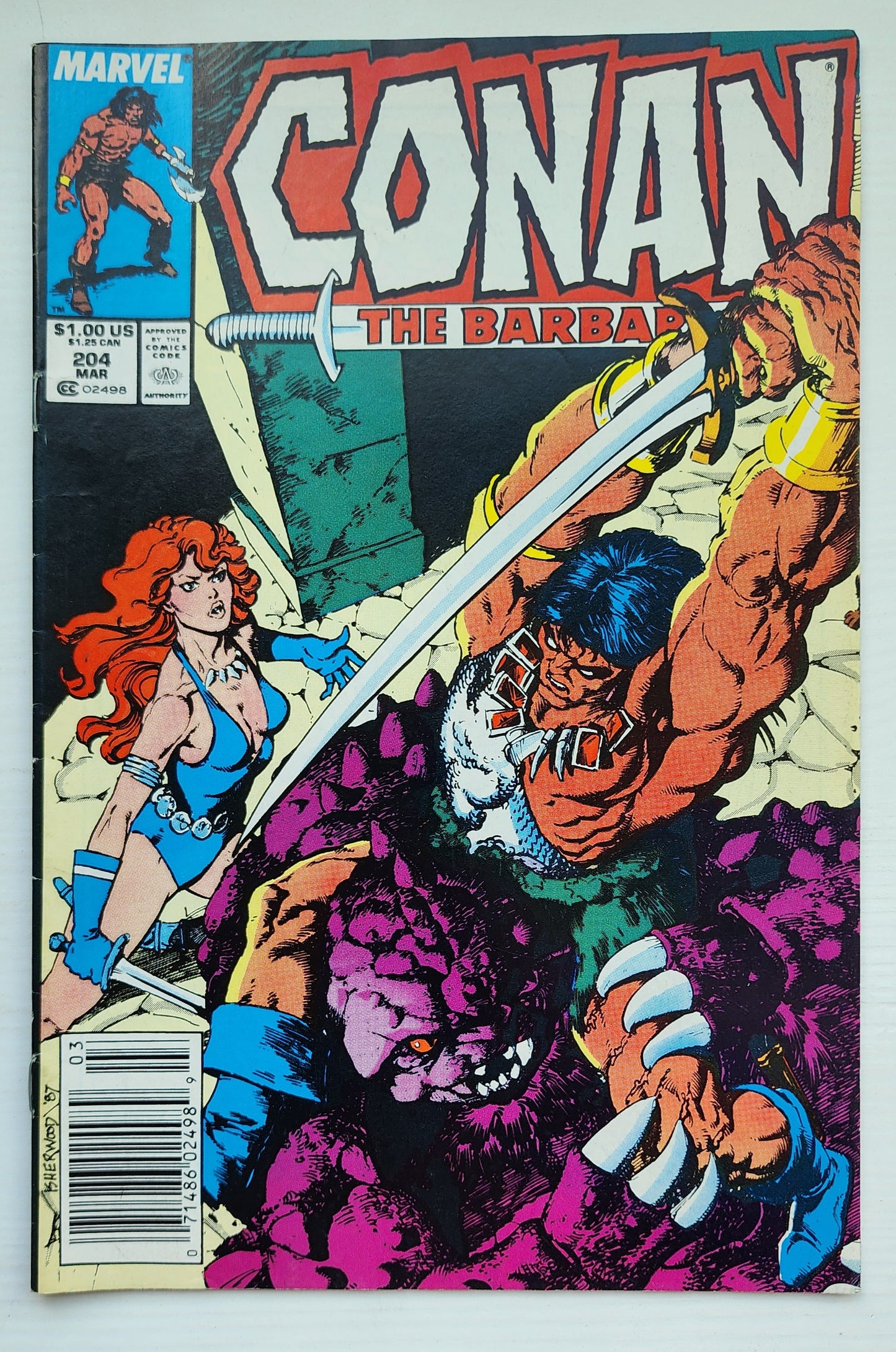CONAN THE BARBARIAN #204 1988 NEWSSTAND Conan MARVEL COMICS