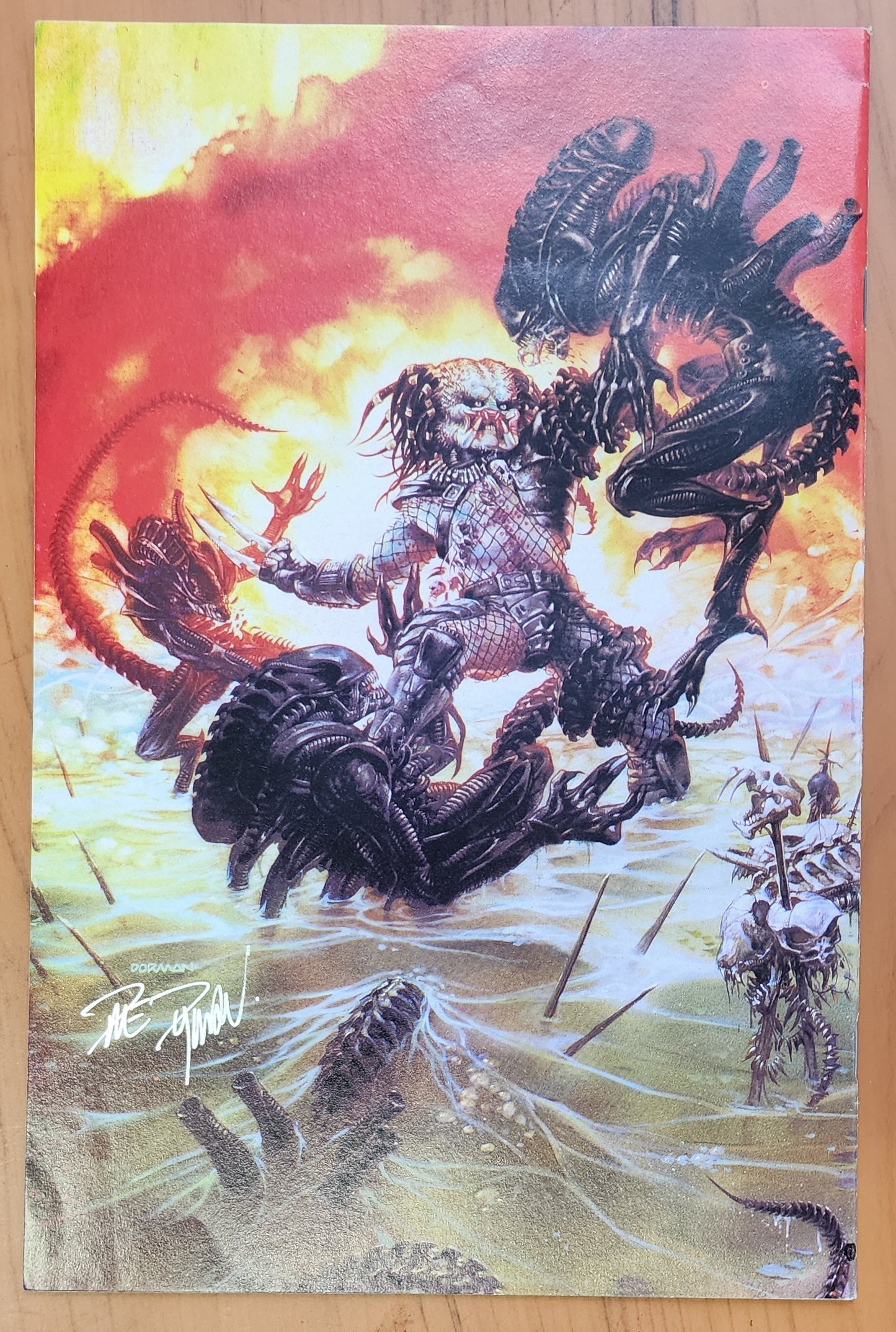 DARK HORSE PRESENTS #36 (1ST APP ALIENS VS PREDATOR) 1989 SIGNED DAVE DORMAN (ON BACK COVER) Dark Horse Presents DARK HORSE