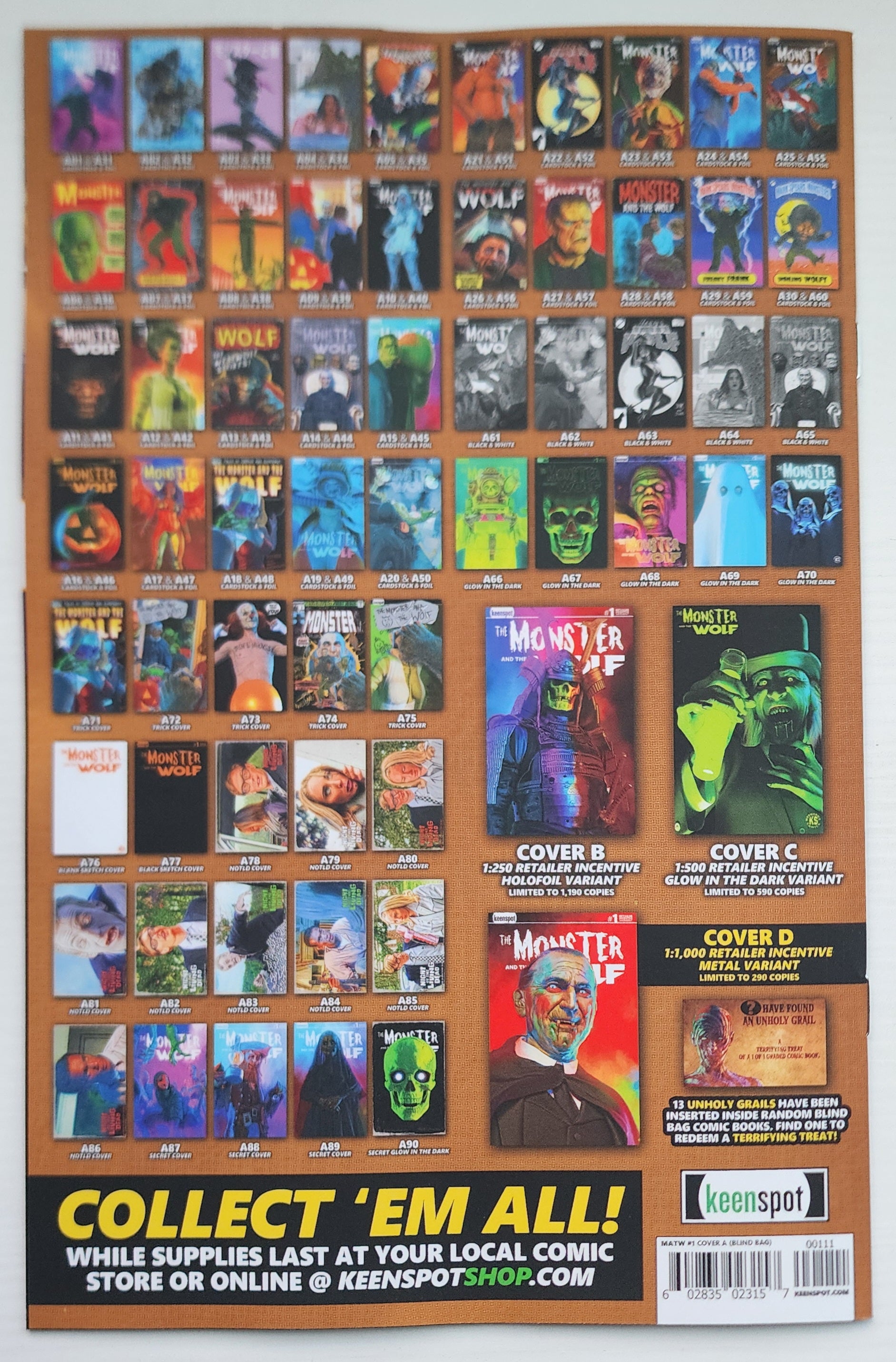 MARK SPEARS MONSTER & WOLF #1 BLIND BAG B&W VARIANT A62 Universal Monsters DC Comics