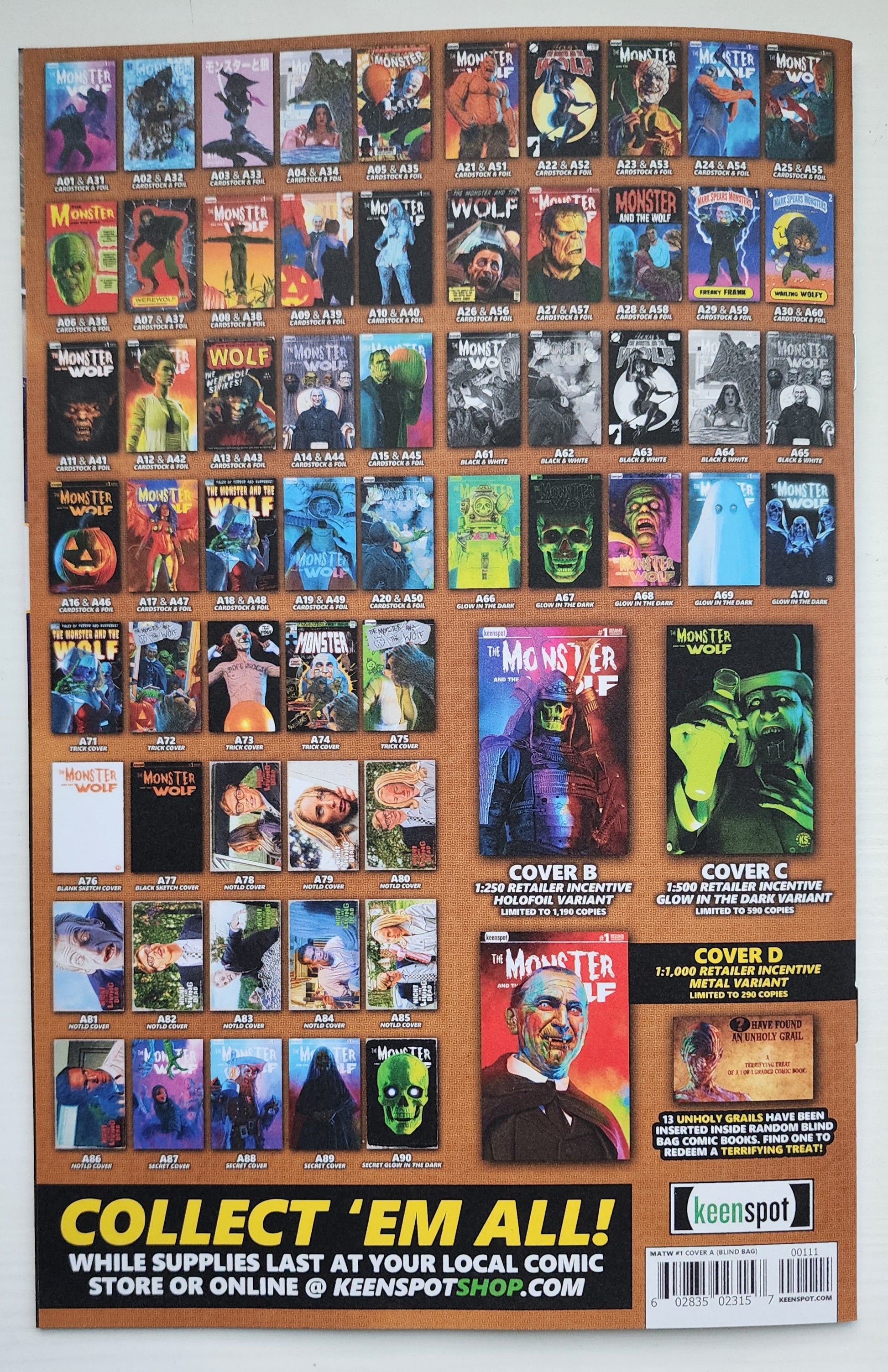 MARK SPEARS MONSTER & WOLF #1 BLIND BAG BLANK VARIANT A76 Universal Monsters DC Comics