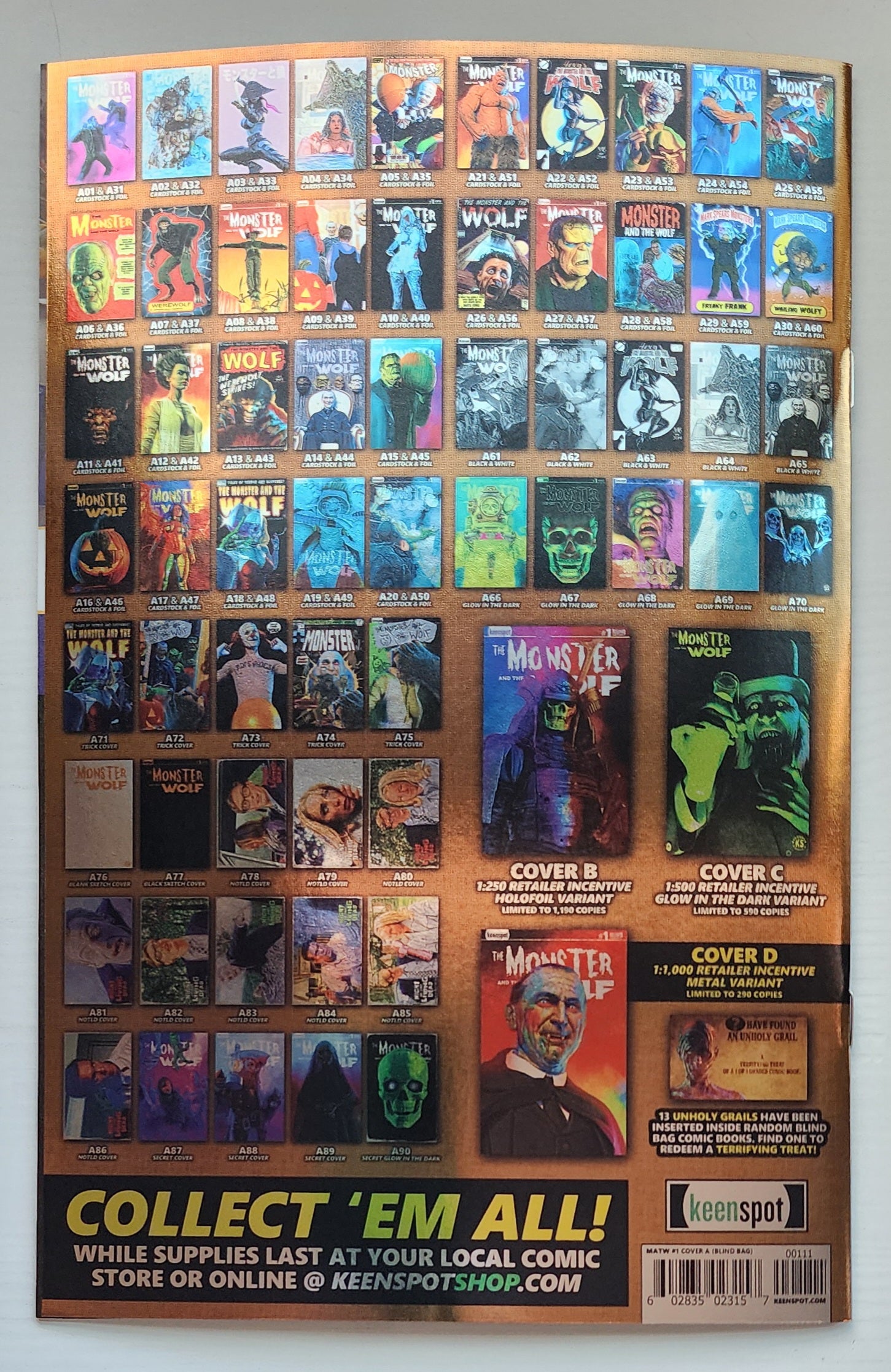 MARK SPEARS MONSTER & WOLF #1 BLIND BAG FOIL VARIANT A50 (AUCTION) Universal Monsters KEENSPOT ENTERTAINMENT