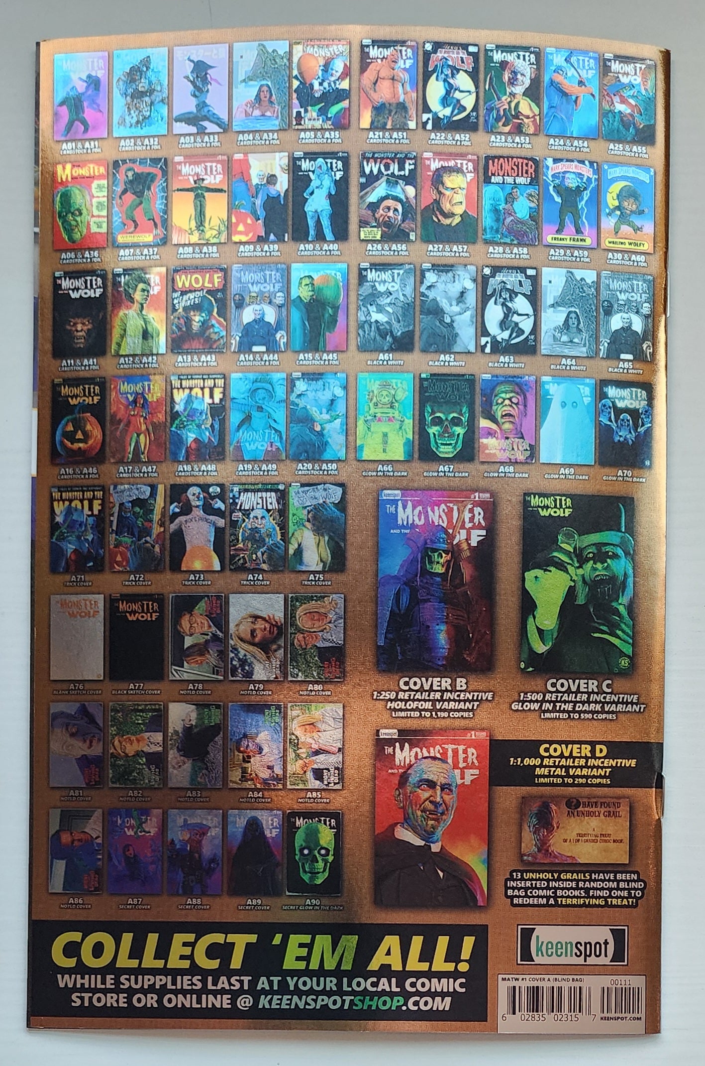 MARK SPEARS MONSTER & WOLF #1 BLIND BAG FOIL VARIANT A34 Universal Monsters KEENSPOT ENTERTAINMENT