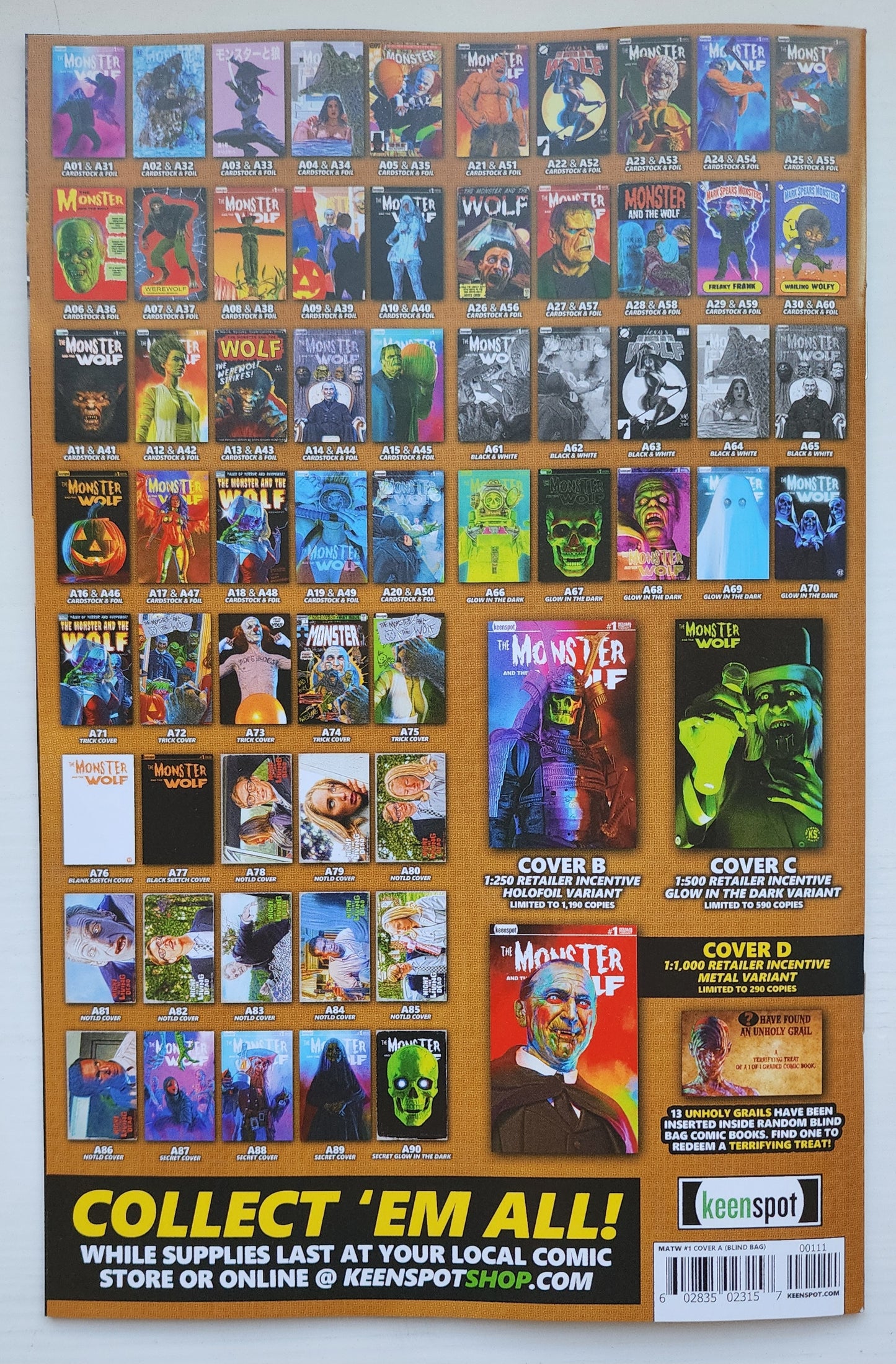 MARK SPEARS MONSTER & WOLF #1 BLIND BAG TRICK VARIANT A74 Universal Monsters DC Comics