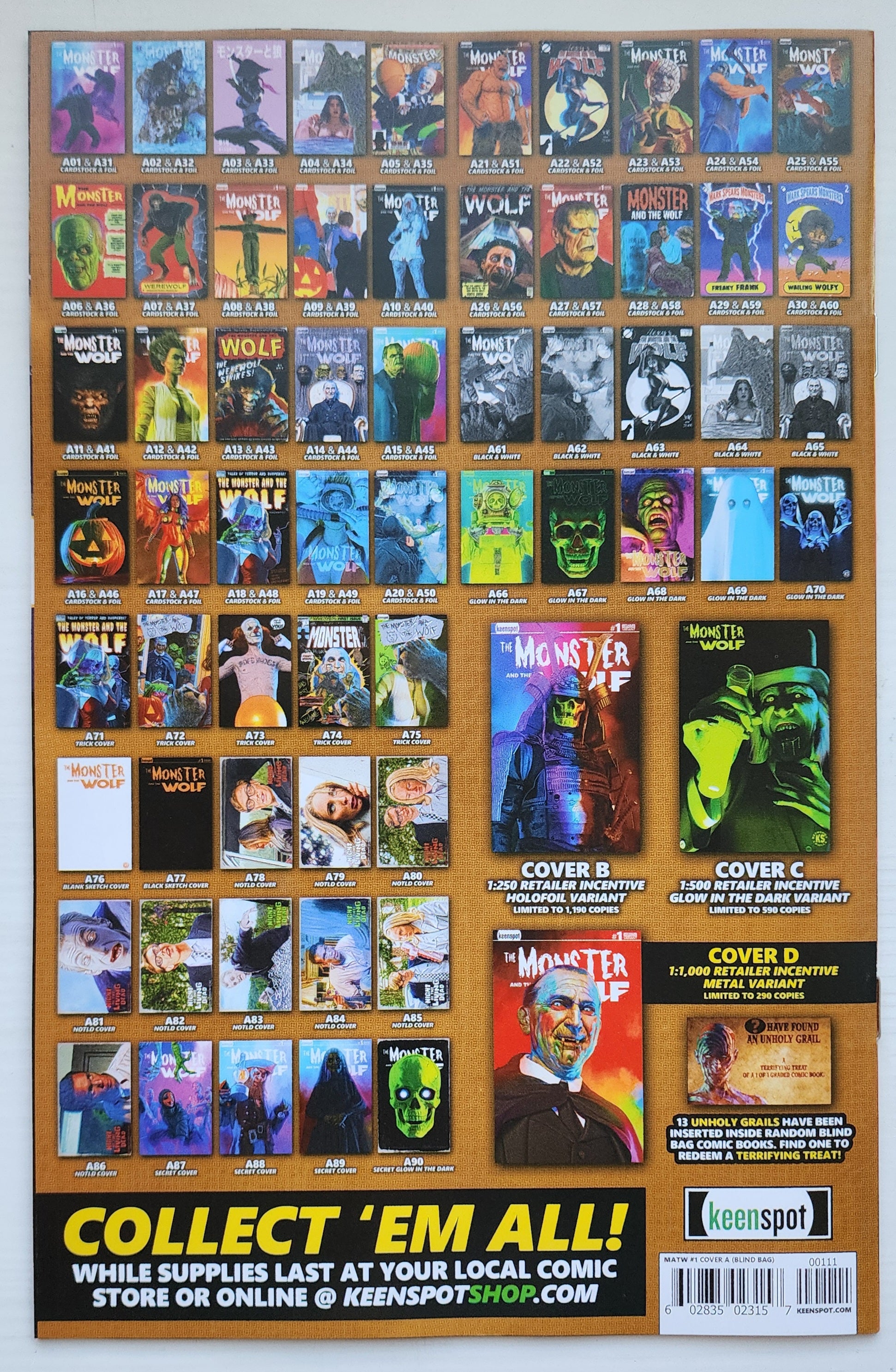 MARK SPEARS MONSTER & WOLF #1 BLIND BAG VARIANT A17 Universal Monsters DC Comics