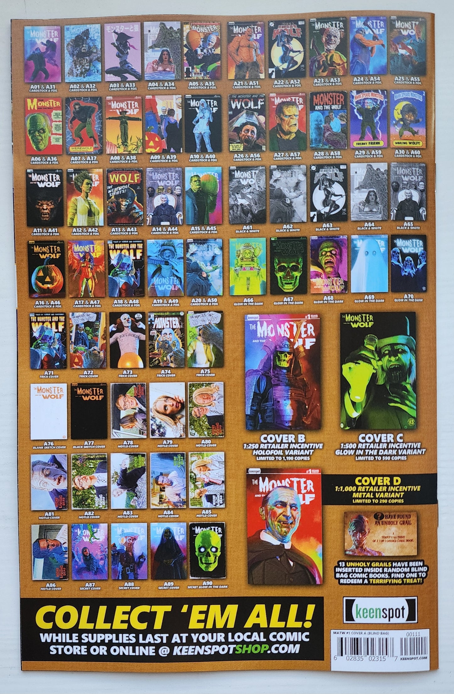 MARK SPEARS MONSTER & WOLF #1 BLIND BAG VARIANT A23 Universal Monsters DC Comics