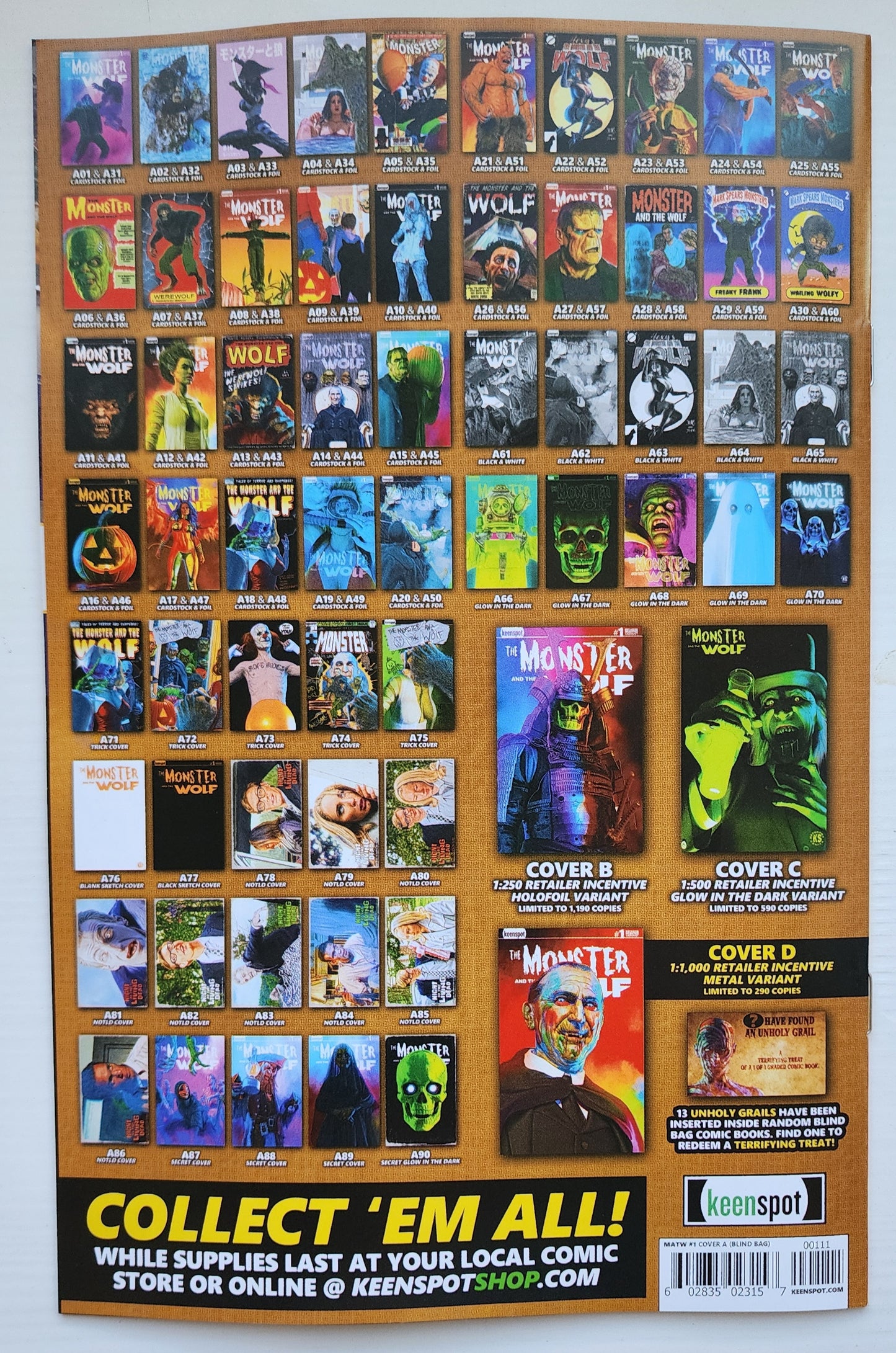 MARK SPEARS MONSTER & WOLF #1 BLIND BAG VARIANT A08 Universal Monsters DC Comics