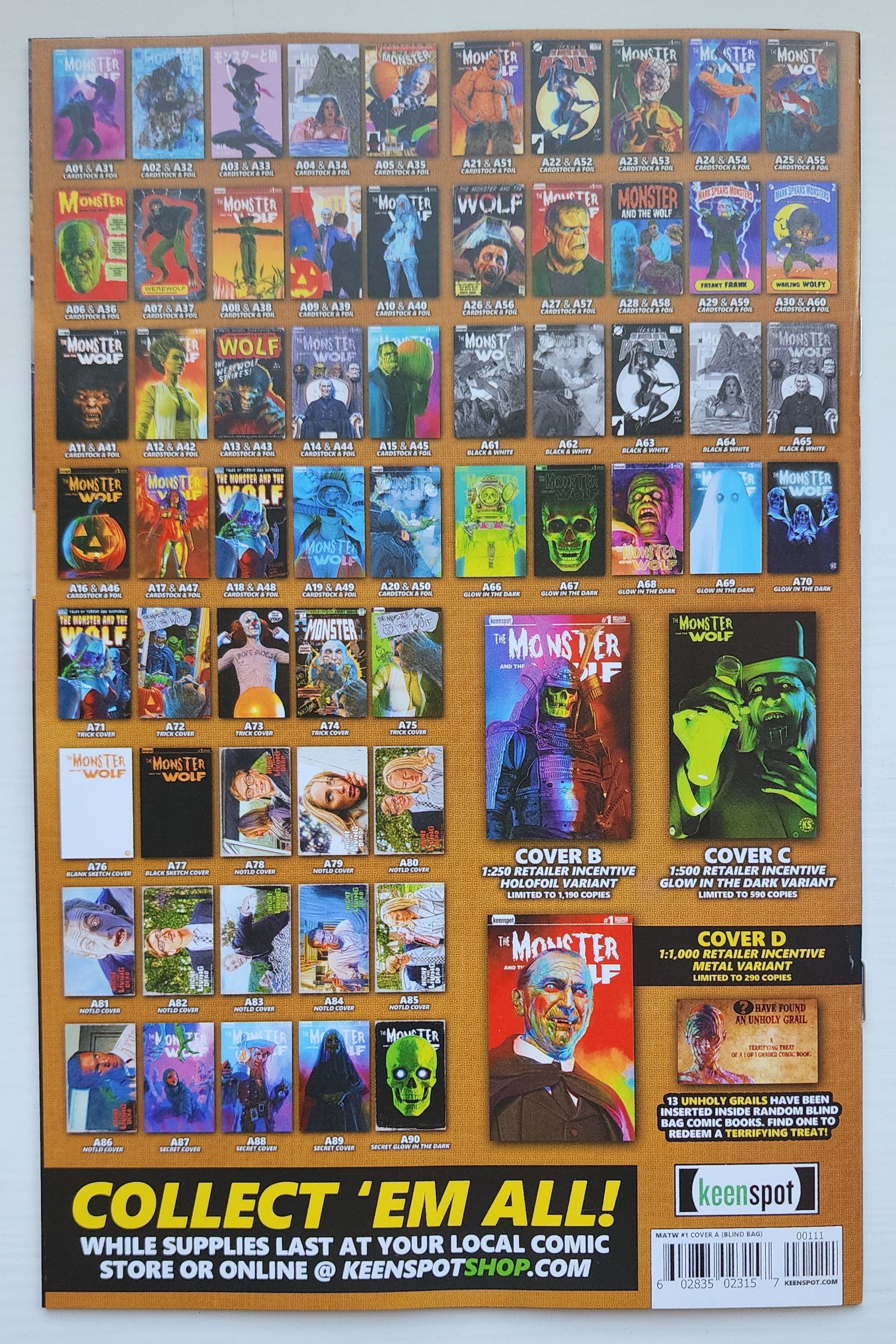 MARK SPEARS MONSTER & WOLF #1 BLIND BAG VARIANT A20 Universal Monsters DC Comics