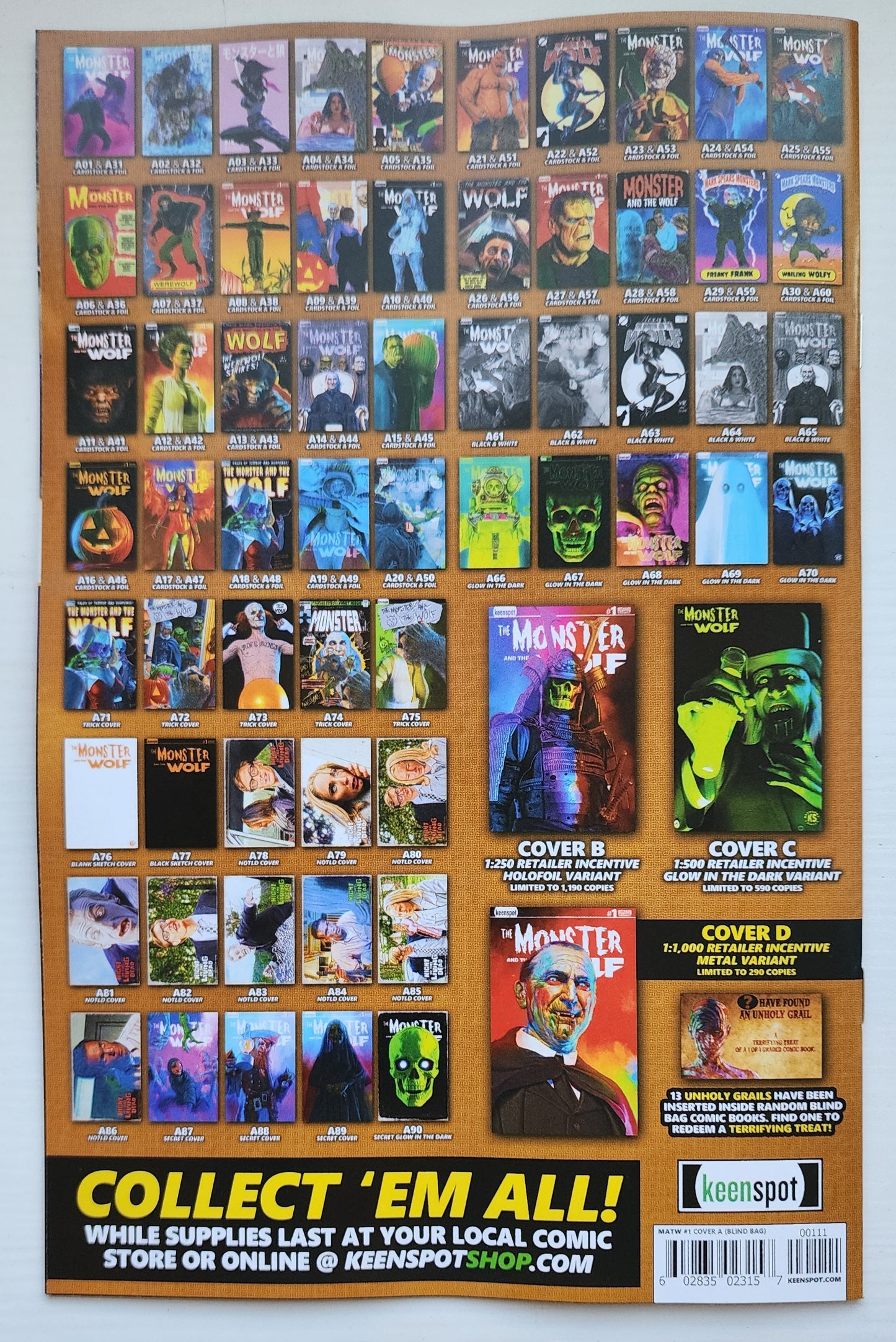 MARK SPEARS MONSTER & WOLF #1 BLIND BAG VARIANT A05 Universal Monsters DC Comics