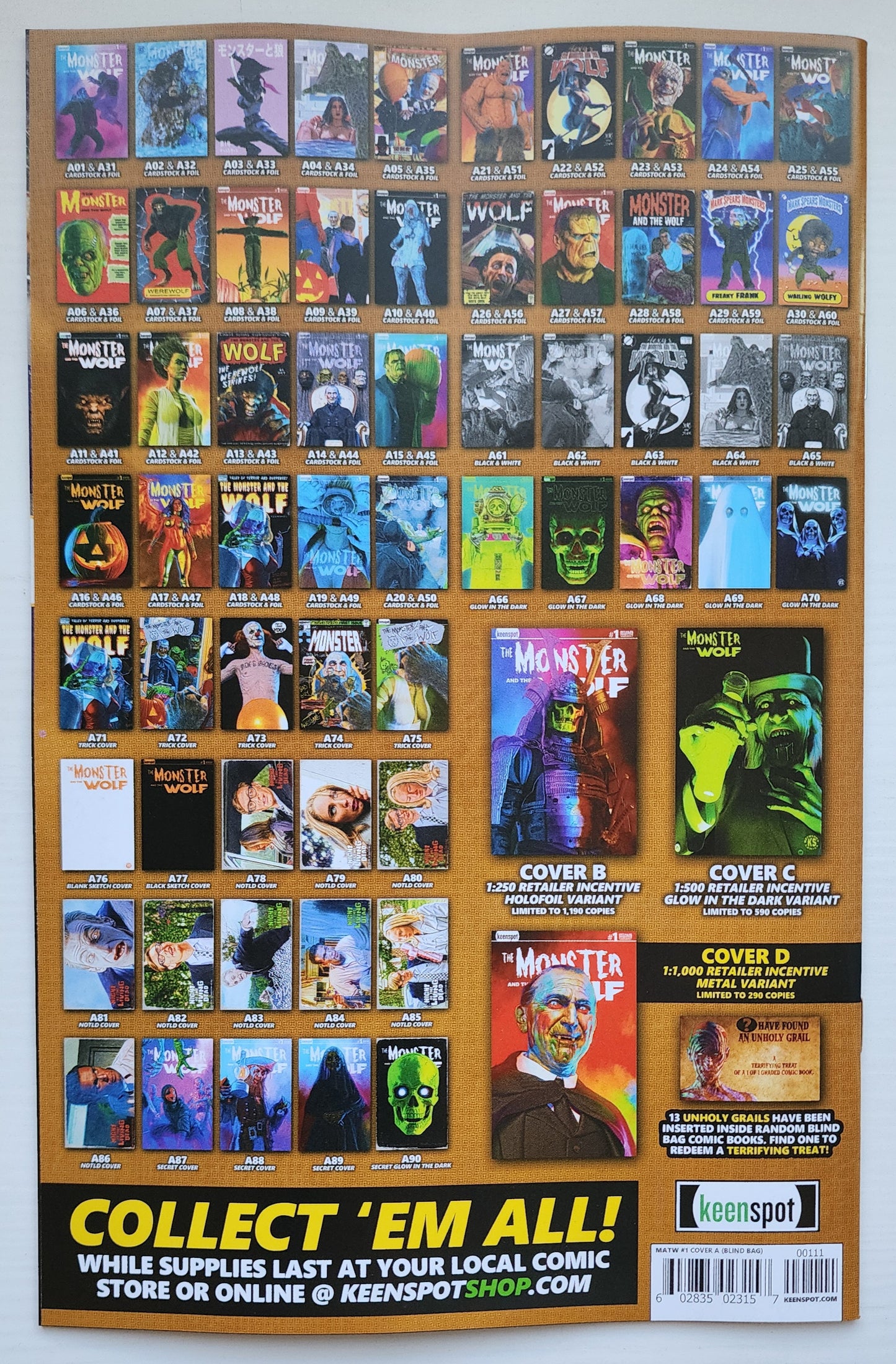 MARK SPEARS MONSTER & WOLF #1 BLIND BAG VARIANT A11 Universal Monsters DC Comics