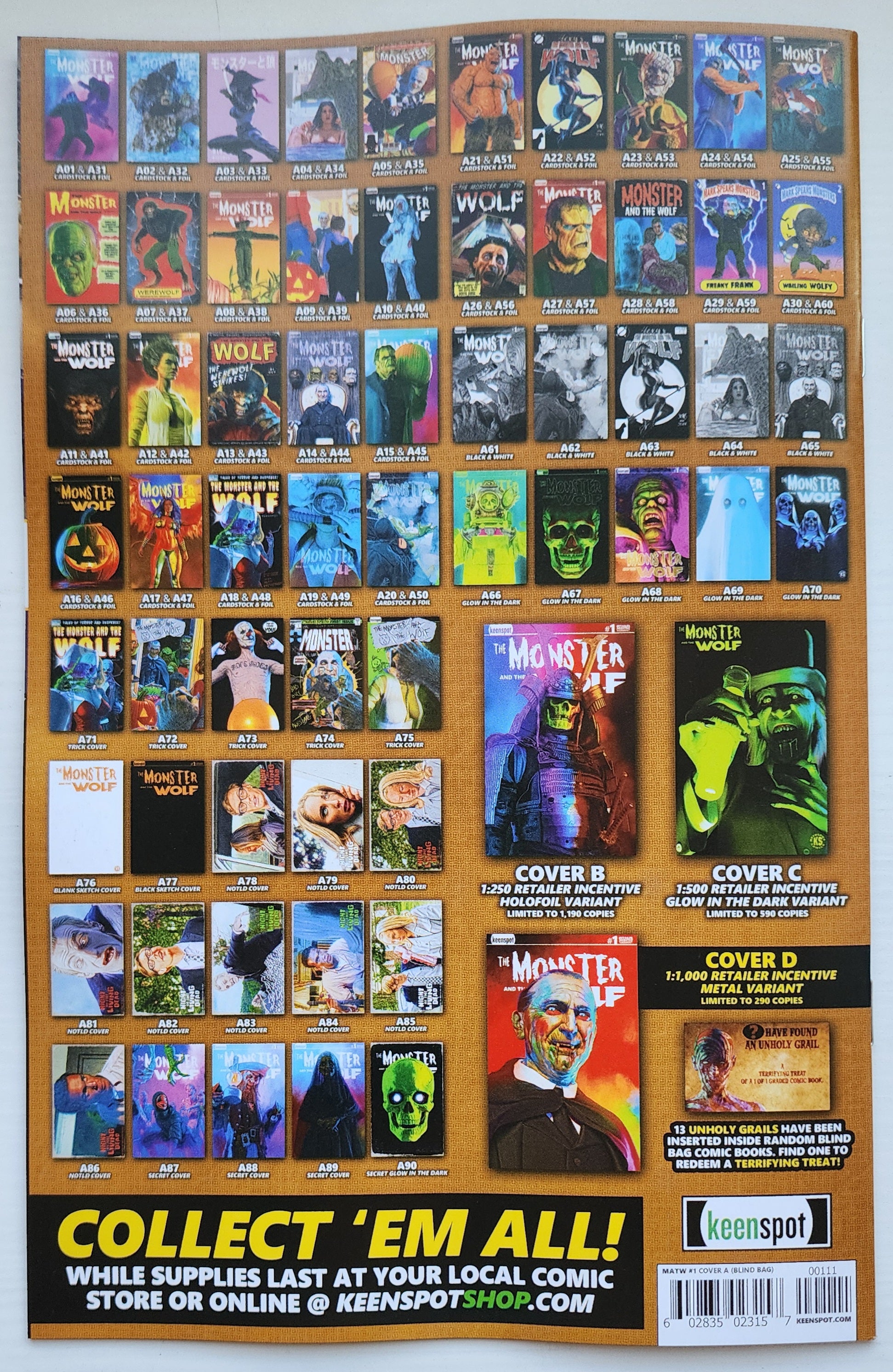 MARK SPEARS MONSTER & WOLF #1 BLIND BAG VARIANT A07 Universal Monsters DC Comics