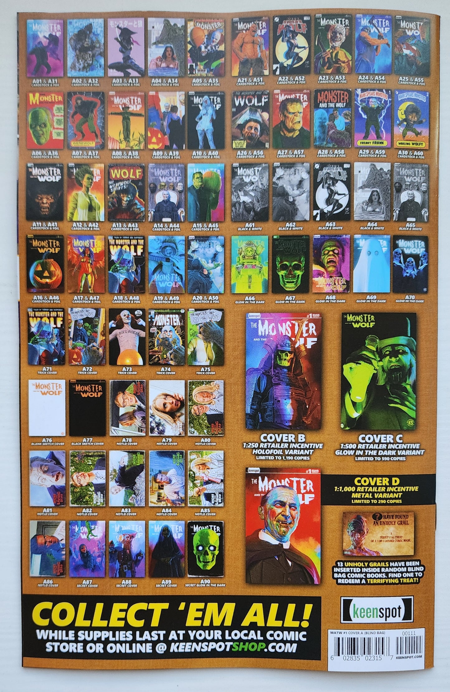 MARK SPEARS MONSTER & WOLF #1 BLIND BAG VARIANT A10 Universal Monsters DC Comics