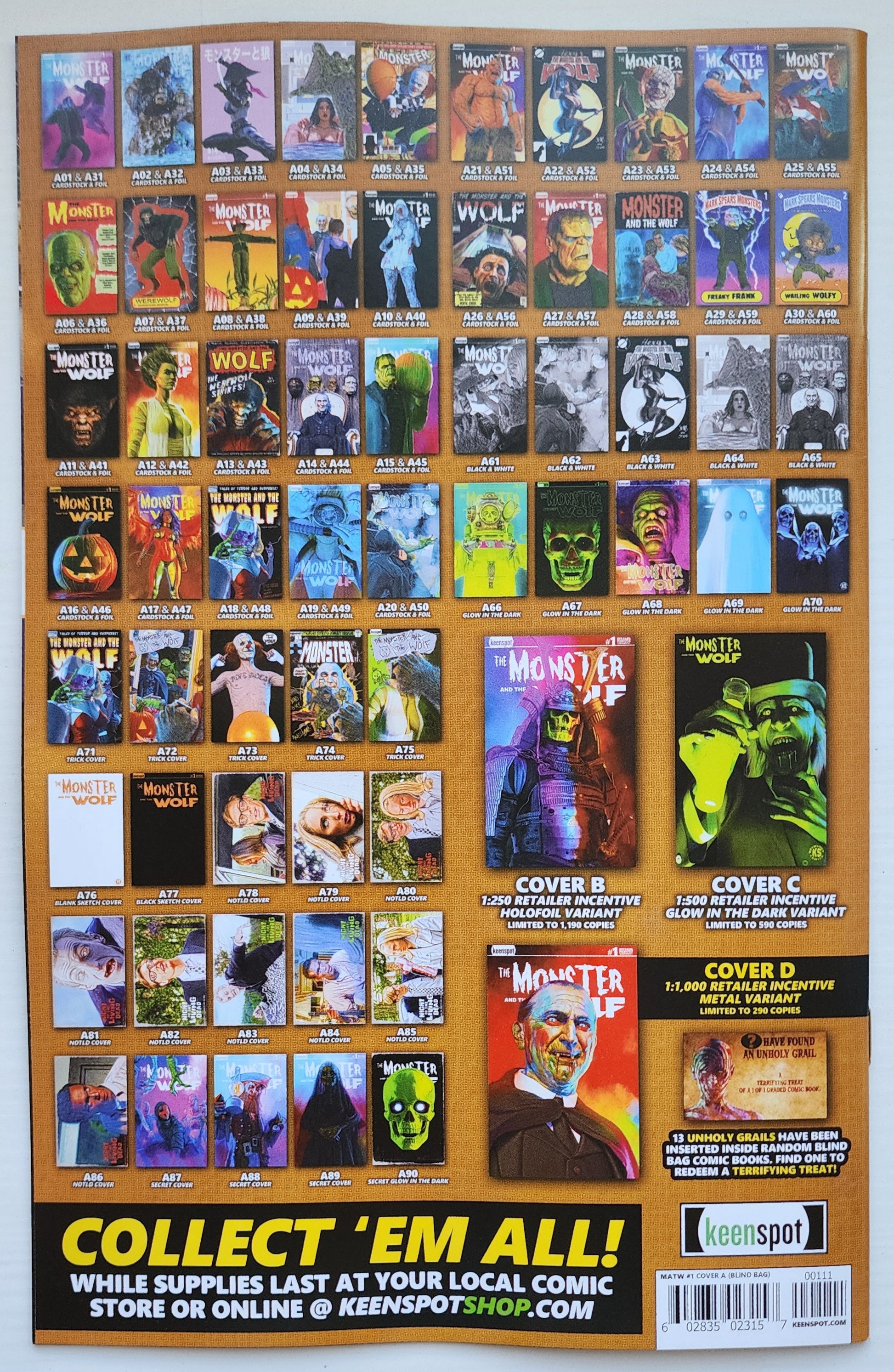 MARK SPEARS MONSTER & WOLF #1 BLIND BAG VARIANT A25 Universal Monsters DC Comics