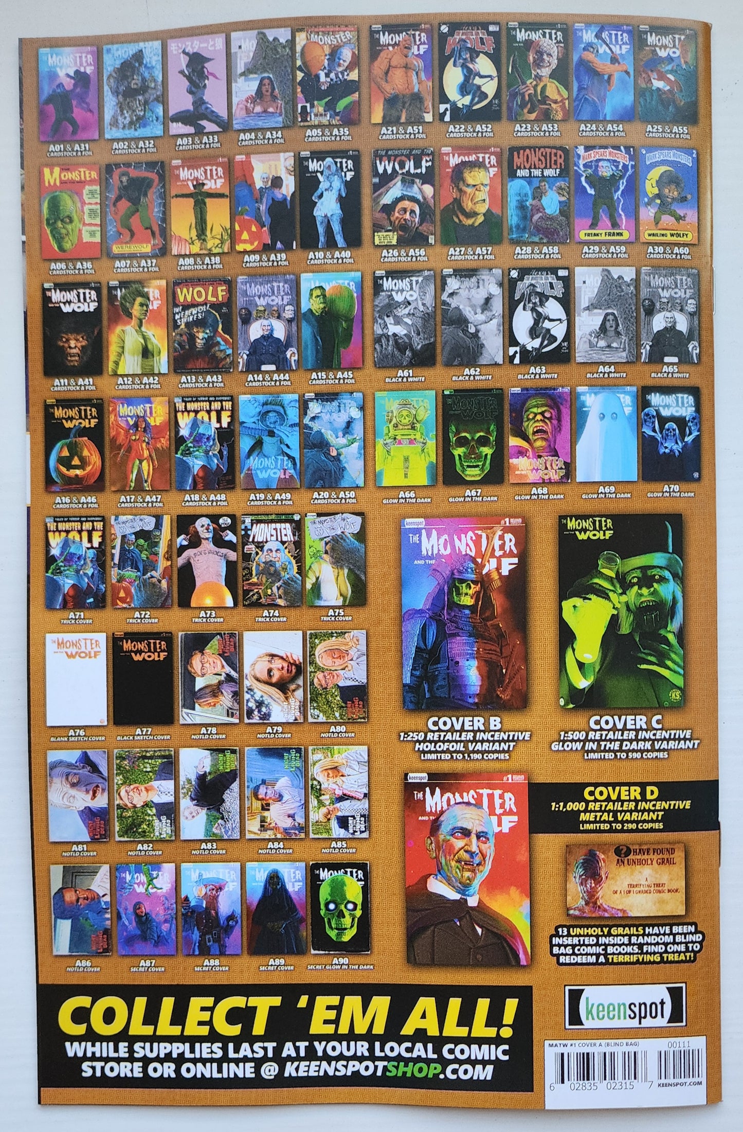 MARK SPEARS MONSTER & WOLF #1 BLIND BAG VARIANT A22 Universal Monsters DC Comics