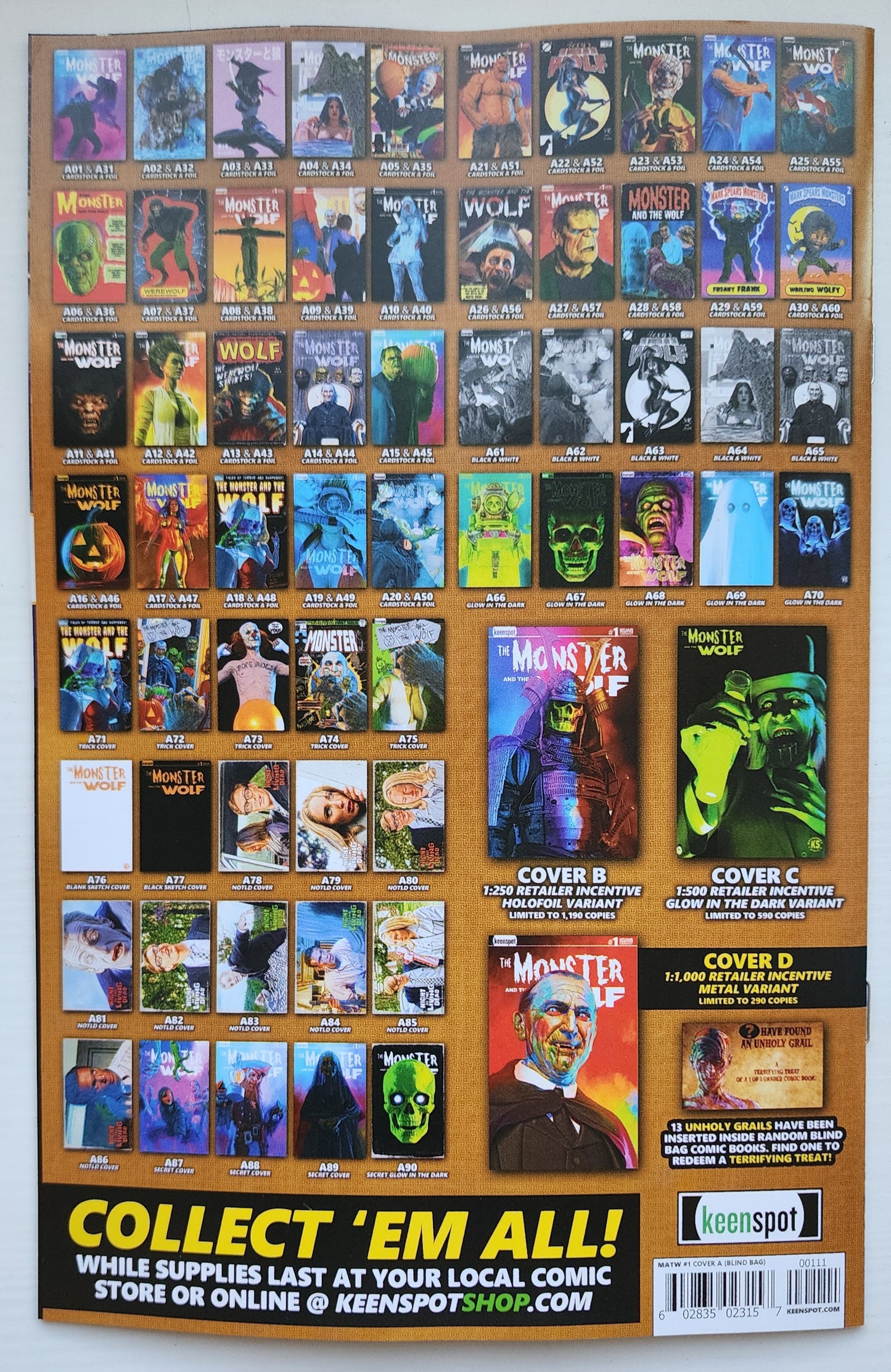 MARK SPEARS MONSTER & WOLF #1 BLIND BAG VARIANT A04 Universal Monsters DC Comics