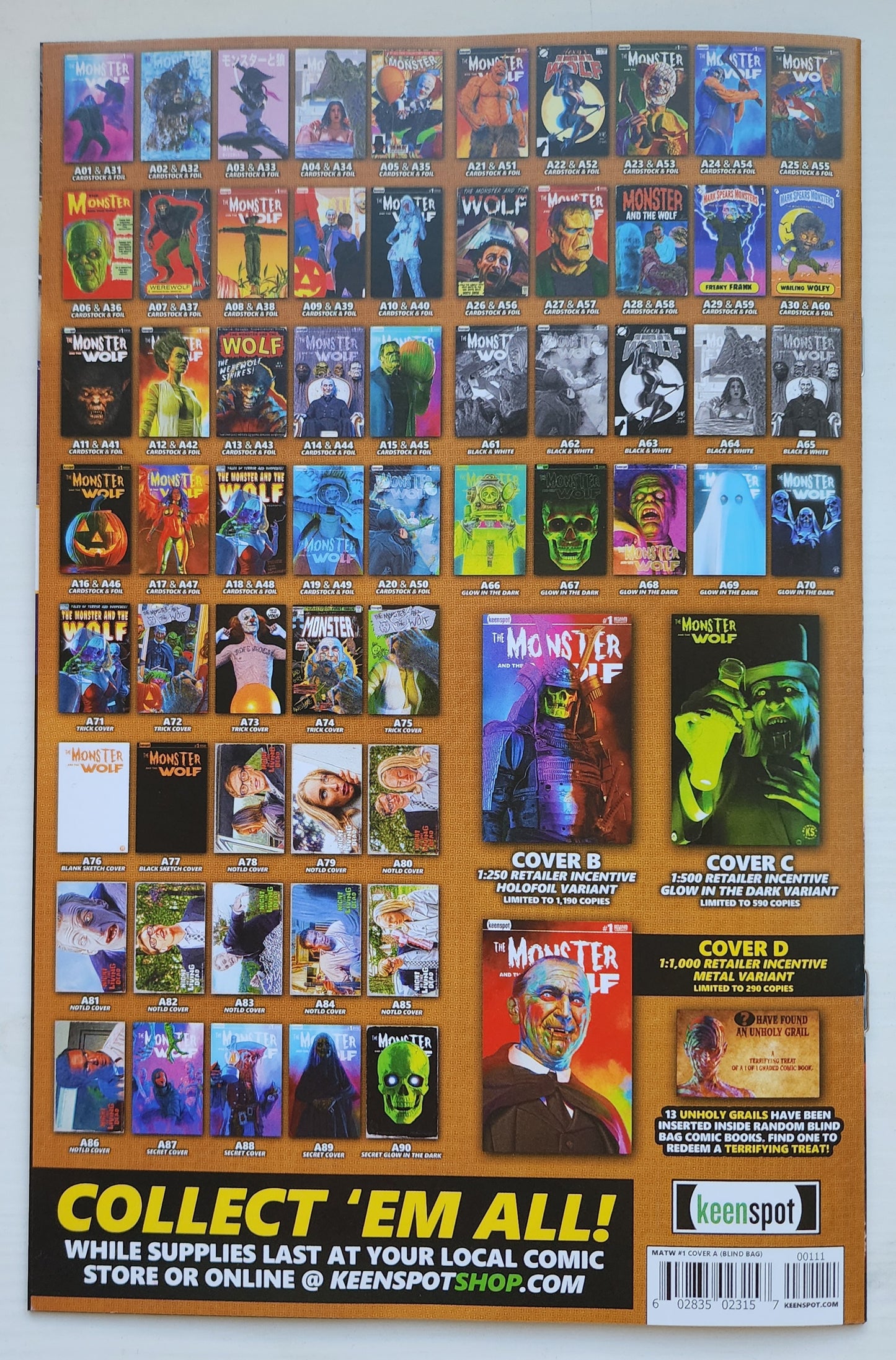 MARK SPEARS MONSTER & WOLF #1 BLIND BAG VARIANT A13 Universal Monsters KEENSPOT ENTERTAINMENT