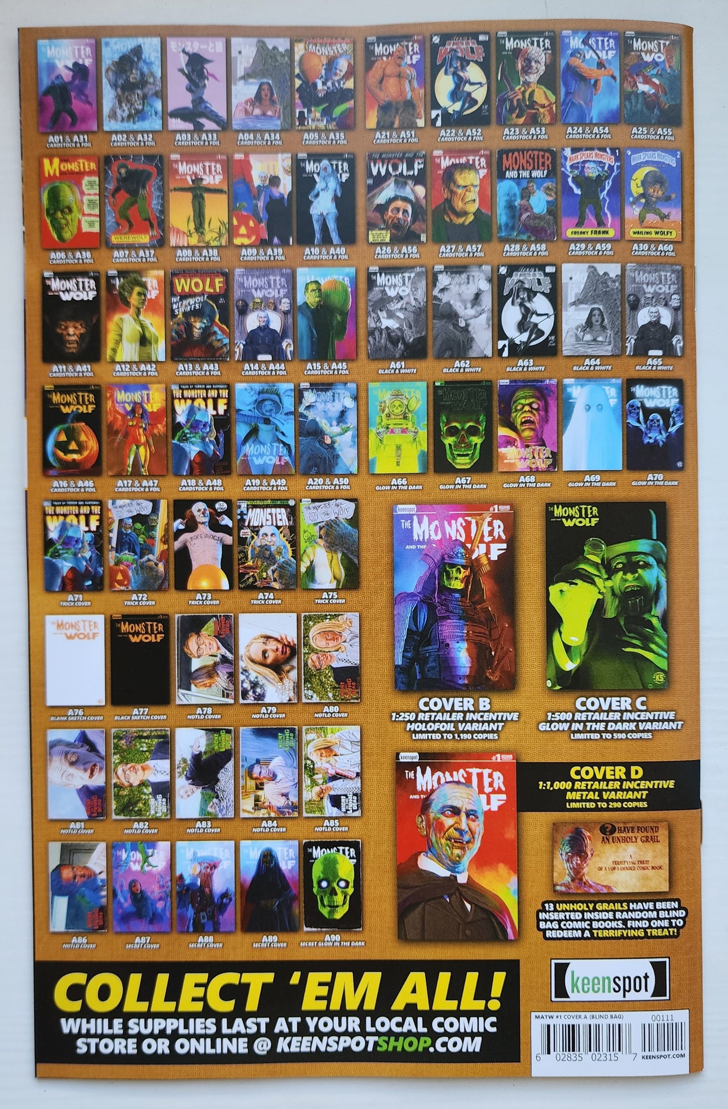 MARK SPEARS MONSTER & WOLF #1 BLIND BAG VARIANT A28 Universal Monsters KEENSPOT ENTERTAINMENT