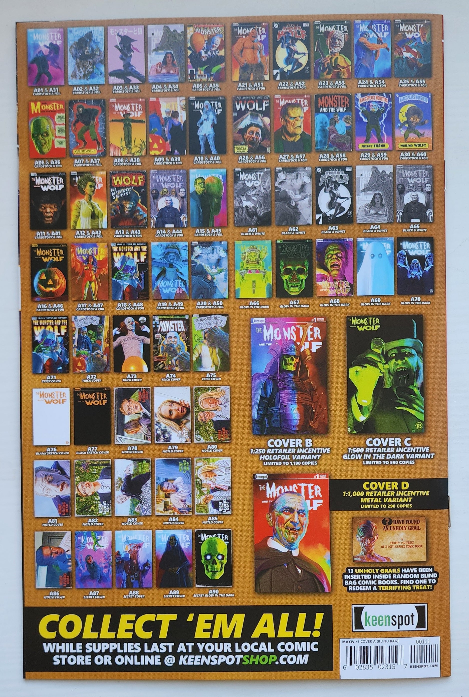 MARK SPEARS MONSTER & WOLF #1 BLIND BAG VARIANT A27 Universal Monsters KEENSPOT ENTERTAINMENT