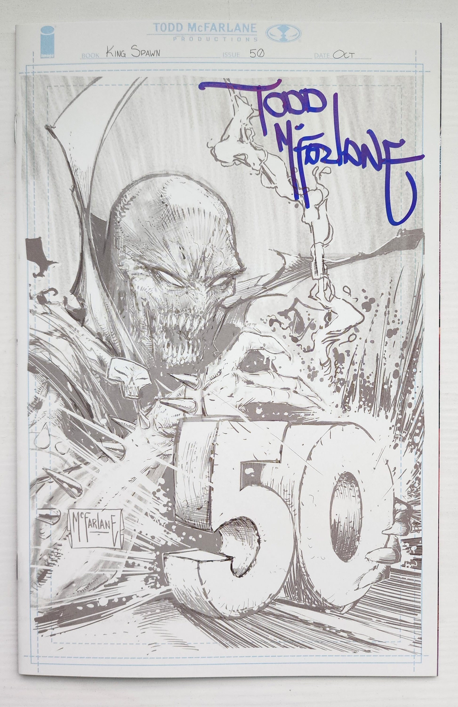 10/29/2025 KING SPAWN #50 1:1000 TODD MCFARLANE SIGNED VIRGIN PENCIL VARIANT CGC COA IMAGE COMICS