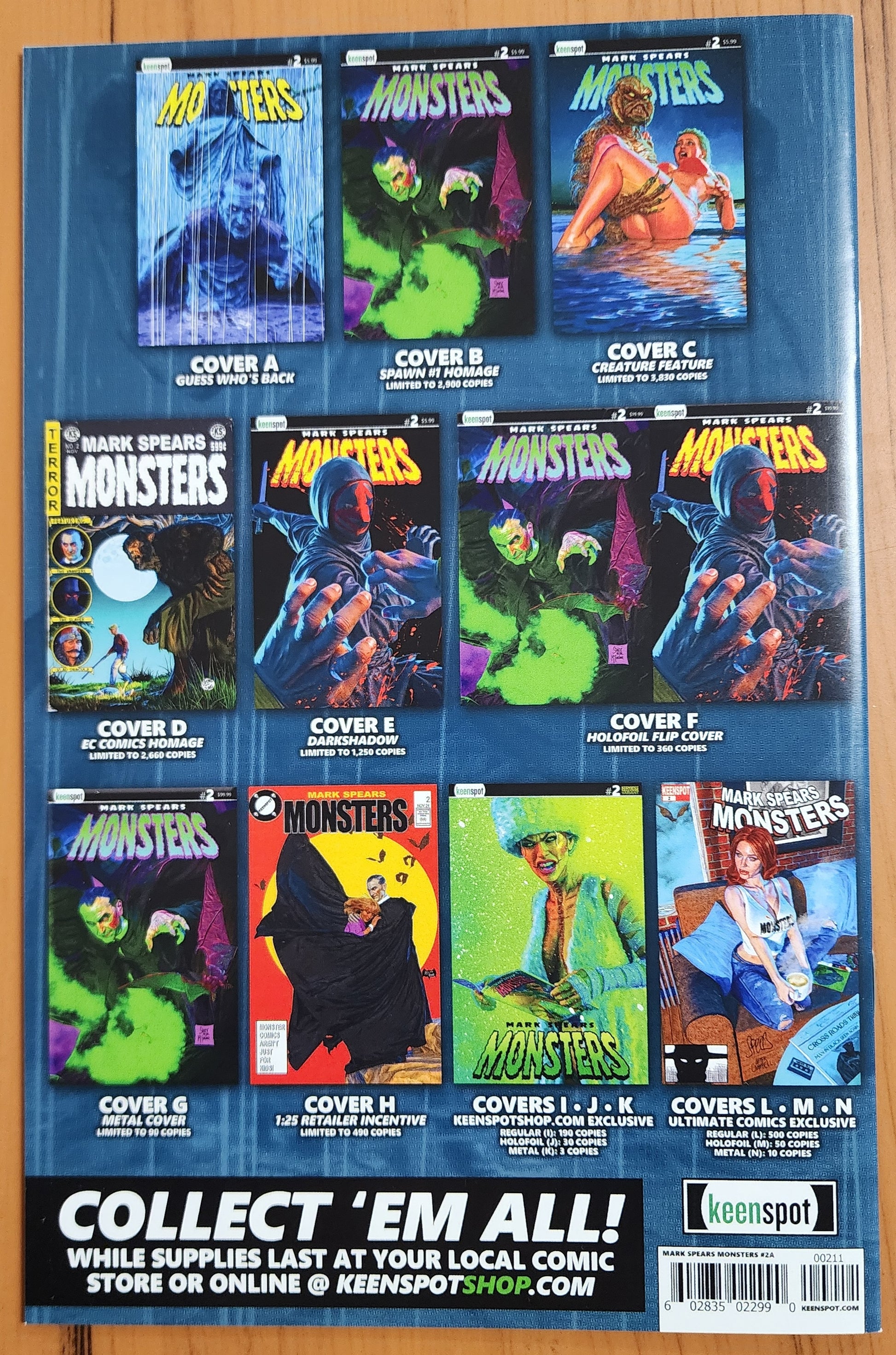 MARK SPEARS MONSTERS #2 CVR A GUESS WHOS BACK 2024 [J01] Universal Monsters KEENSPOT ENTERTAINMENT
