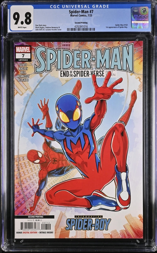 9.8 CGC SPIDER-MAN #7 2ND PRINT (1ST APP SPIDER-BOY) 2023 [4292841016] Spider-Man MARVEL COMICS   