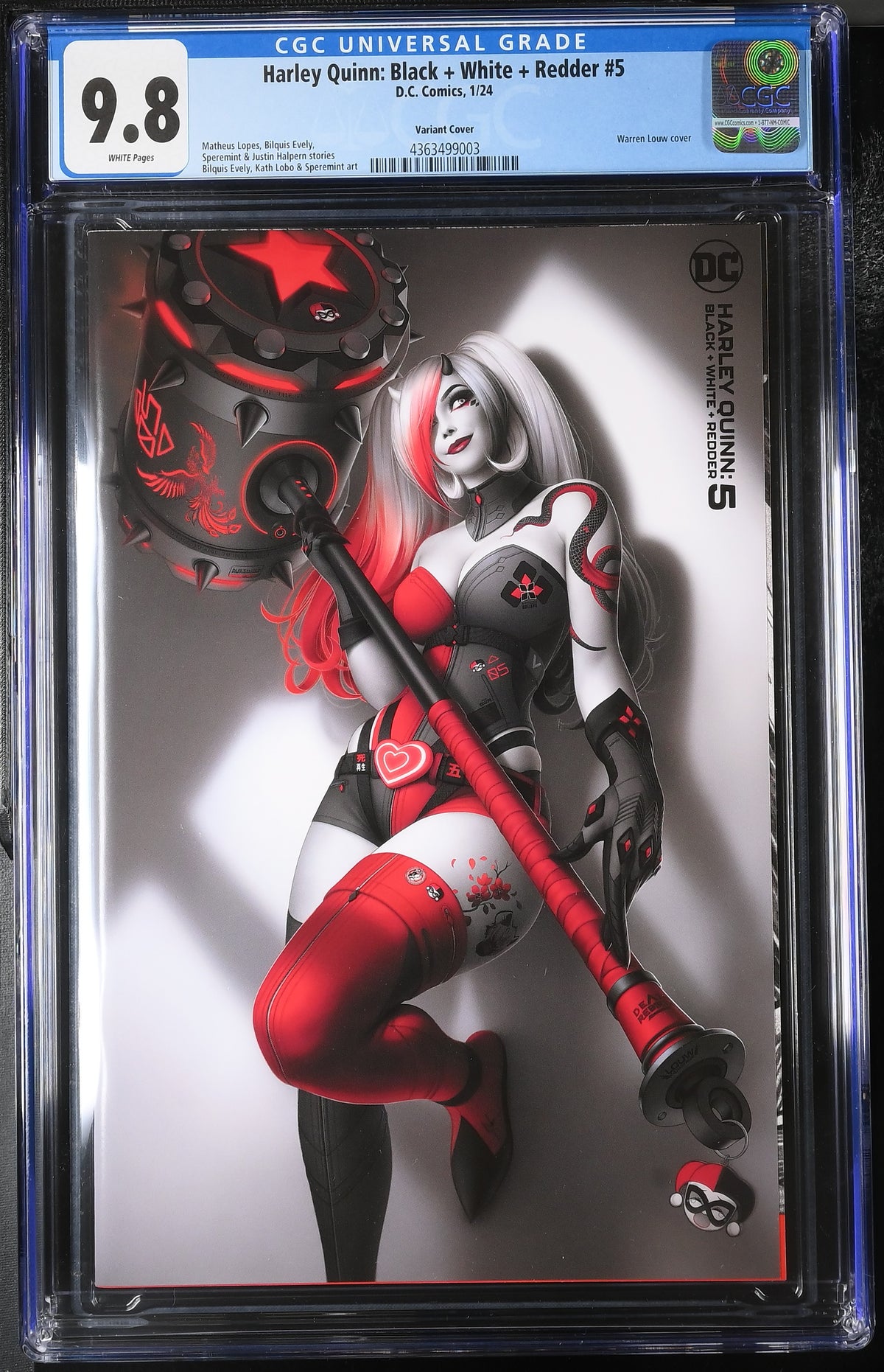 9.8 CGC HARLEY QUINN BLACK WHITE REDDER #5 LOUW VARIANT [4363499003] Harley Quinn DC COMICS   