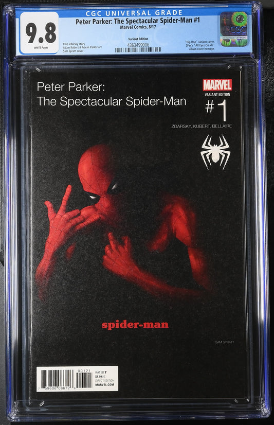 9.8 CGC PETER PARKER SPECTACULAR SPIDER-MAN #1 SPRATT HIP HOP VARIANT TUPAC 2017 [4363499006]