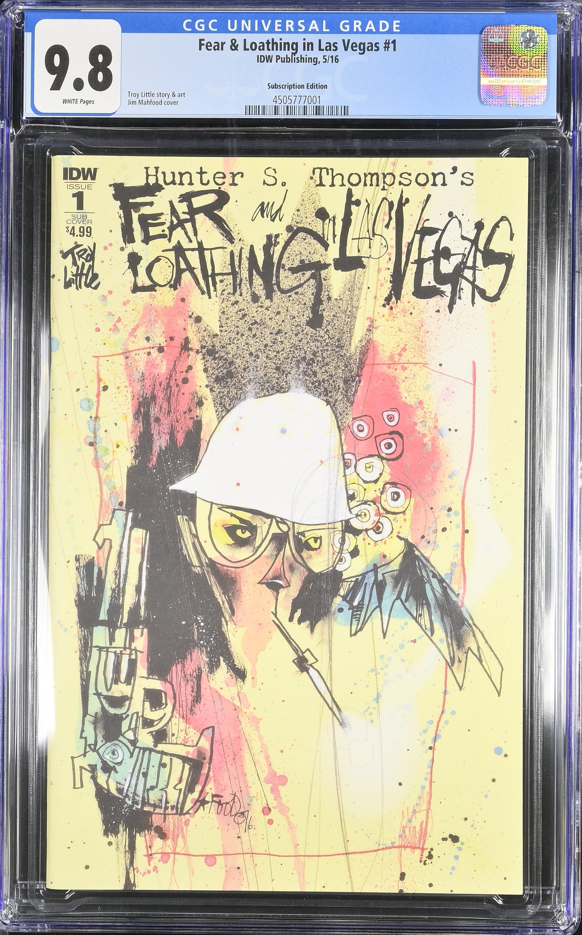 9.8 CGC FEAR & LOATHING IN LAS VEGAS #1 SUBSCRIPTION MAHFOOD VARIANT 2016 [4505777001] CGC IDW PUBLISHING   