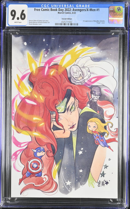 9.6 CGC FREE COMIC BOOK DAY FCBD AVENGERS X-MEN #1 MOMOKO 1:1000 VIRGIN VARIANT 2022 (1ST APP BRIELLE BLOODLINE) [4505777002] Avengers MARVEL COMICS   