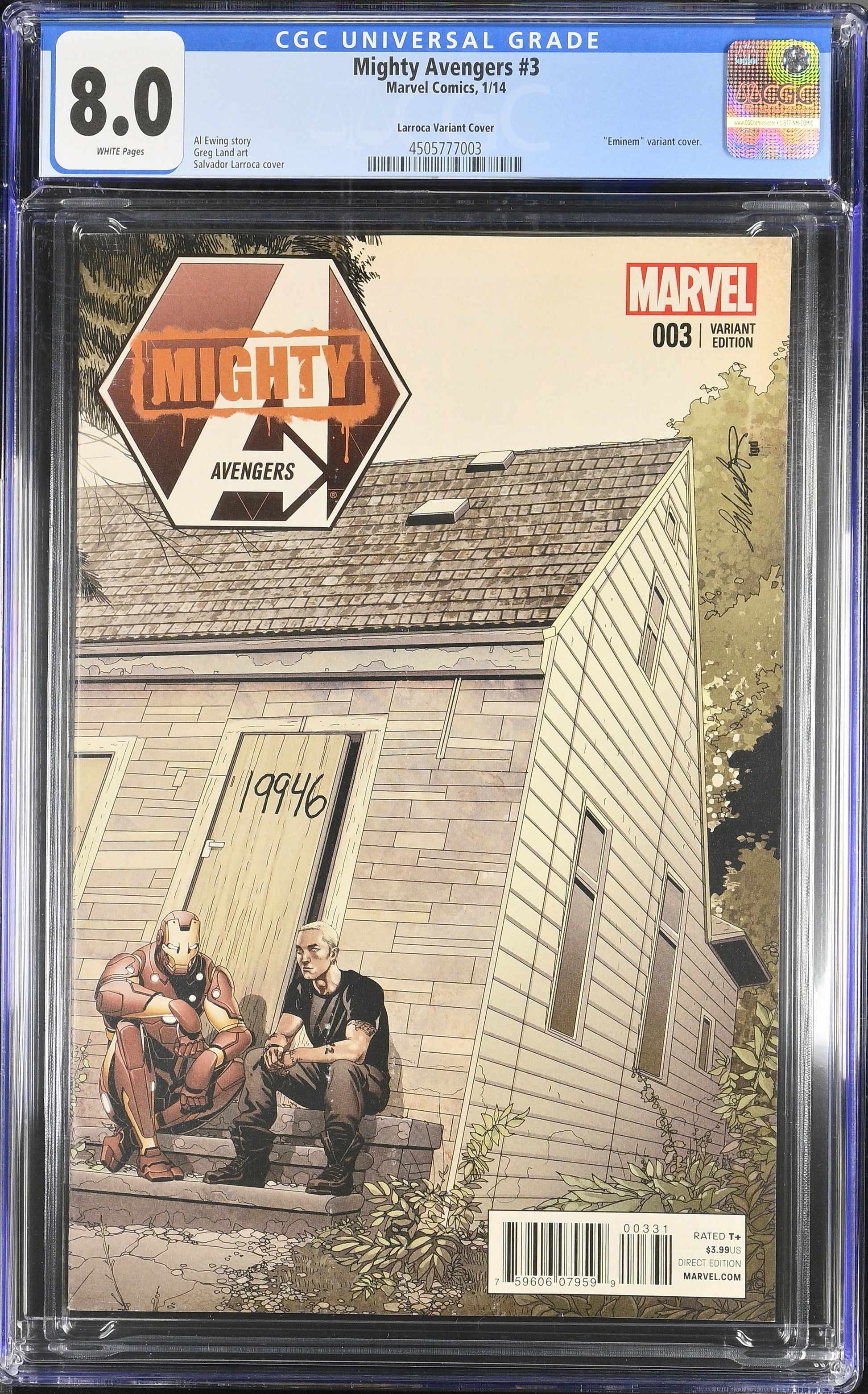 8.0 CGC MIGHTY AVENGERS #3 LARROCA EMINEM VARIANT 2014 [4505777003] Avengers CGC   