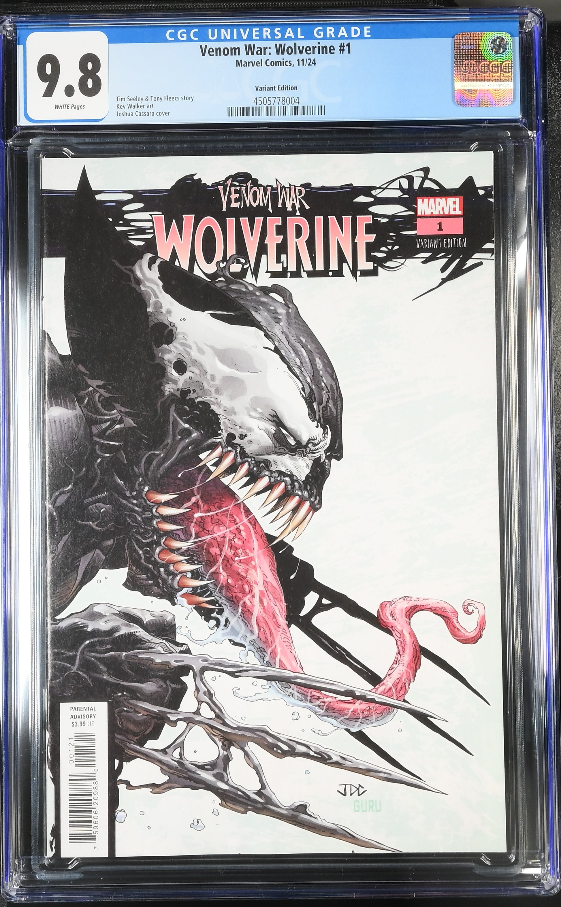 9.8 CGC VENOM WAR WOLVERINE #1 CASSARA VARIANT 2024 [4505778004] CGC MARVEL COMICS   