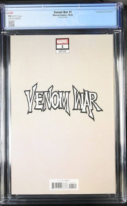 9.8 CGC VENOM WAR #1 JOHN TYLER CHRISTOPHER NEGATIVE SPACE VARIANT [4505778009] CGC MARVEL COMICS   