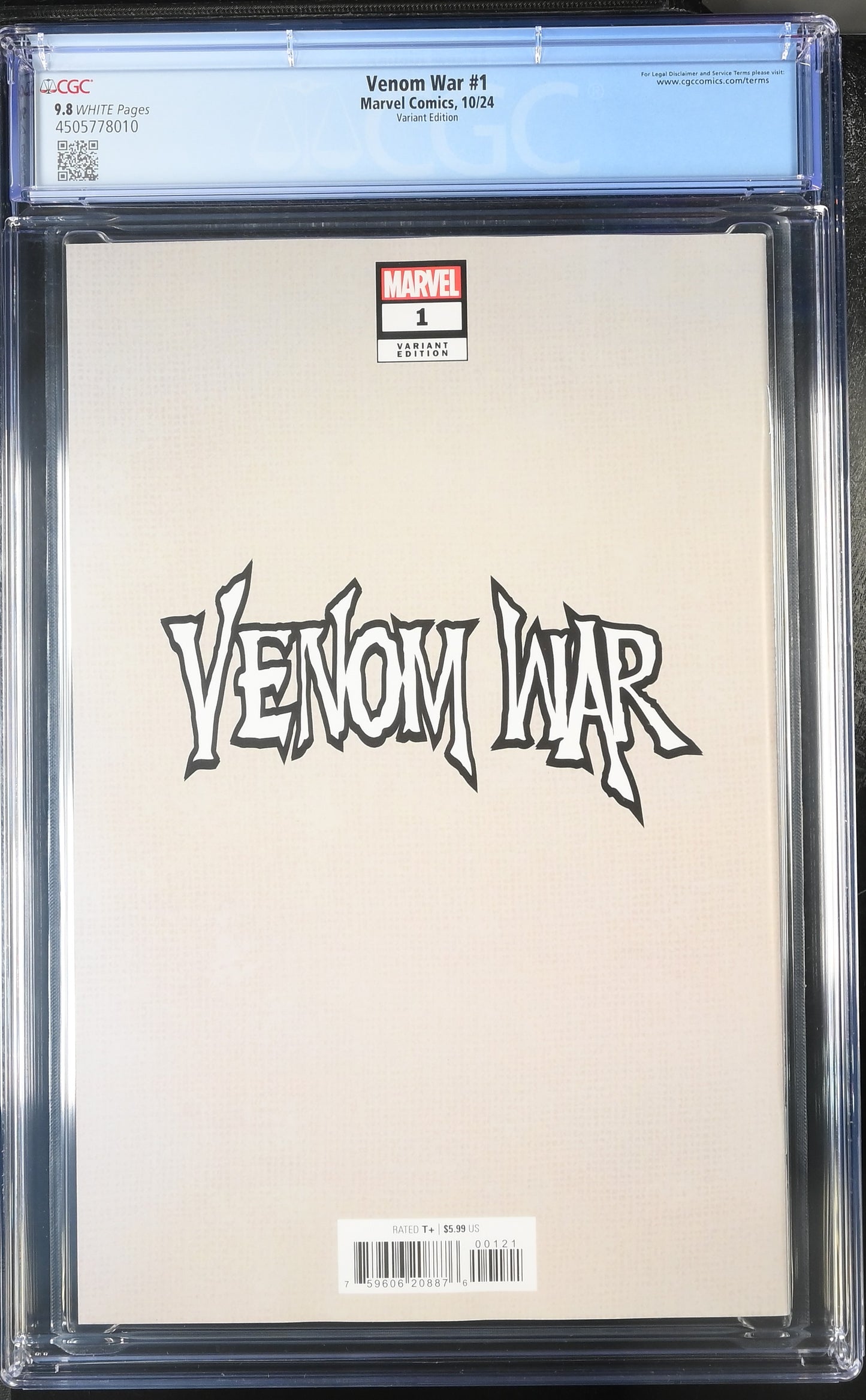 9.8 CGC VENOM WAR #1 JOHN TYLER CHRISTOPHER NEGATIVE SPACE VARIANT [4505778010] CGC MARVEL COMICS   