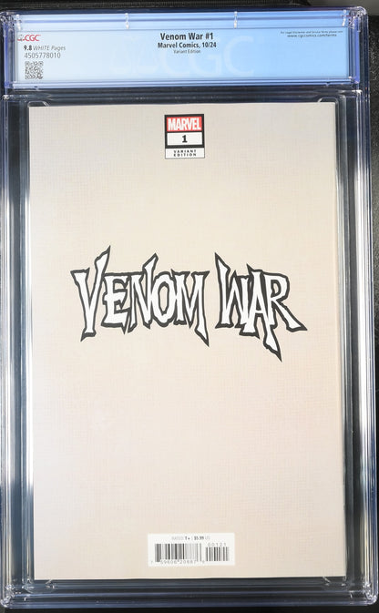 9.8 CGC VENOM WAR #1 JOHN TYLER CHRISTOPHER NEGATIVE SPACE VARIANT [4505778010] CGC MARVEL COMICS   