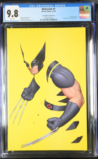 9.8 CGC WOLVERINE #1 JOHN TYLER CHRISTOPHER NEGATIVE SPACE VARIANT 2024 [4505778018] CGC MARVEL COMICS   