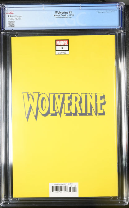 9.8 CGC WOLVERINE #1 JOHN TYLER CHRISTOPHER NEGATIVE SPACE VARIANT 2024 [4505778018] CGC MARVEL COMICS   