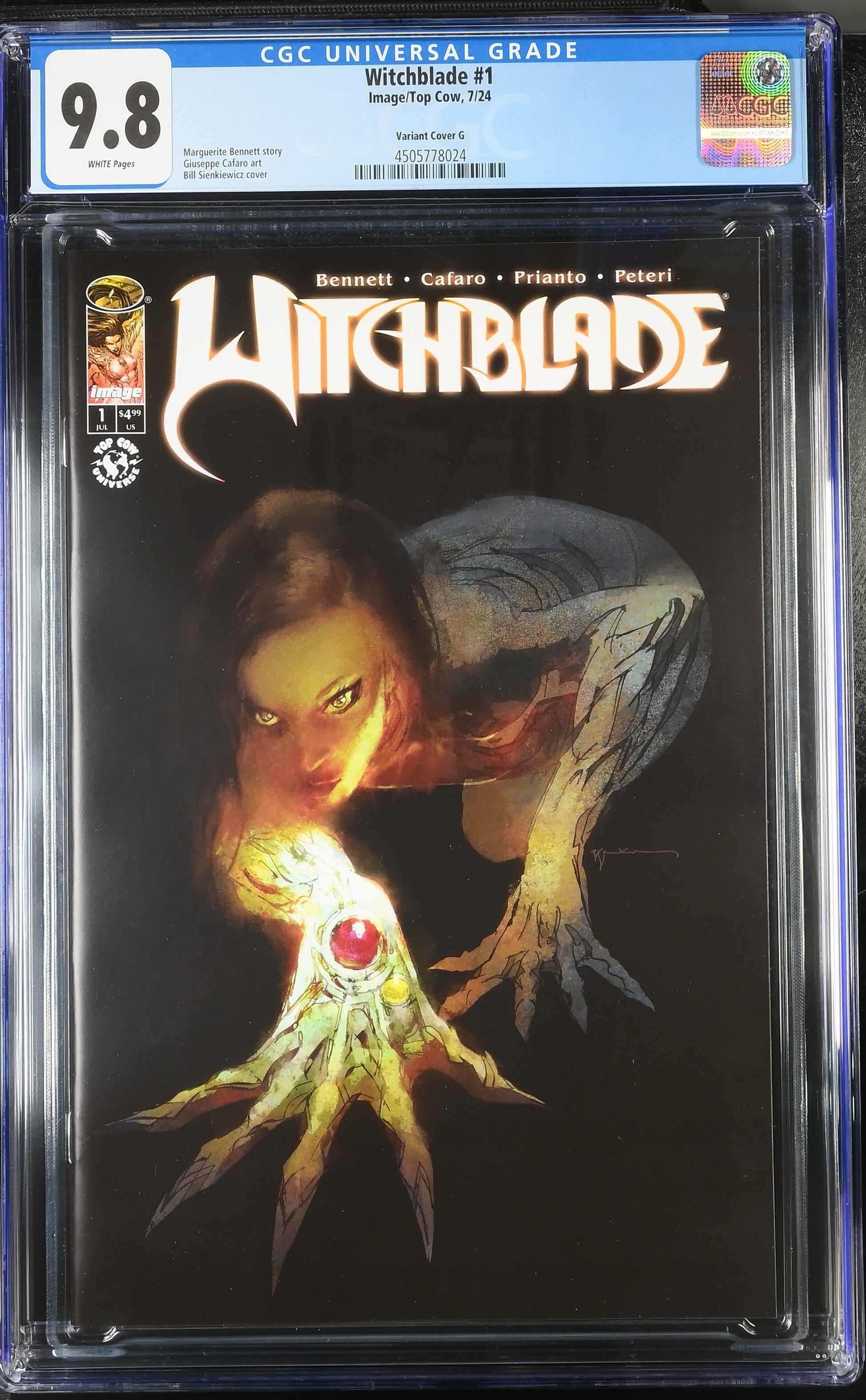 9.8 CGC WITCHBLADE #1 1:100 BILL SIENKIEWICZ VARIANT [4505778024] CGC IMAGE COMICS   