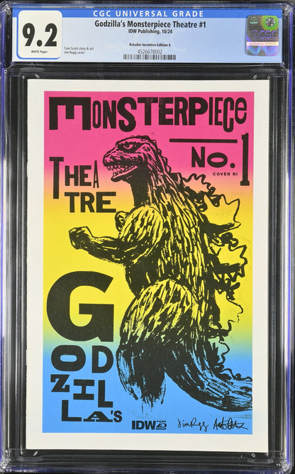 9.2 CGC GODZILLAS MONSTERPIECE THEATRE #1 1:10 RUGG VARIANT [4526678002] Godzilla IDW