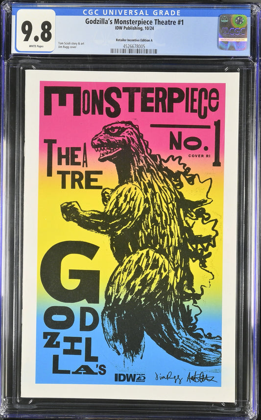 9.8 CGC GODZILLAS MONSTERPIECE THEATRE #1 1:10 RUGG VARIANT [4526678005] Godzilla IDW