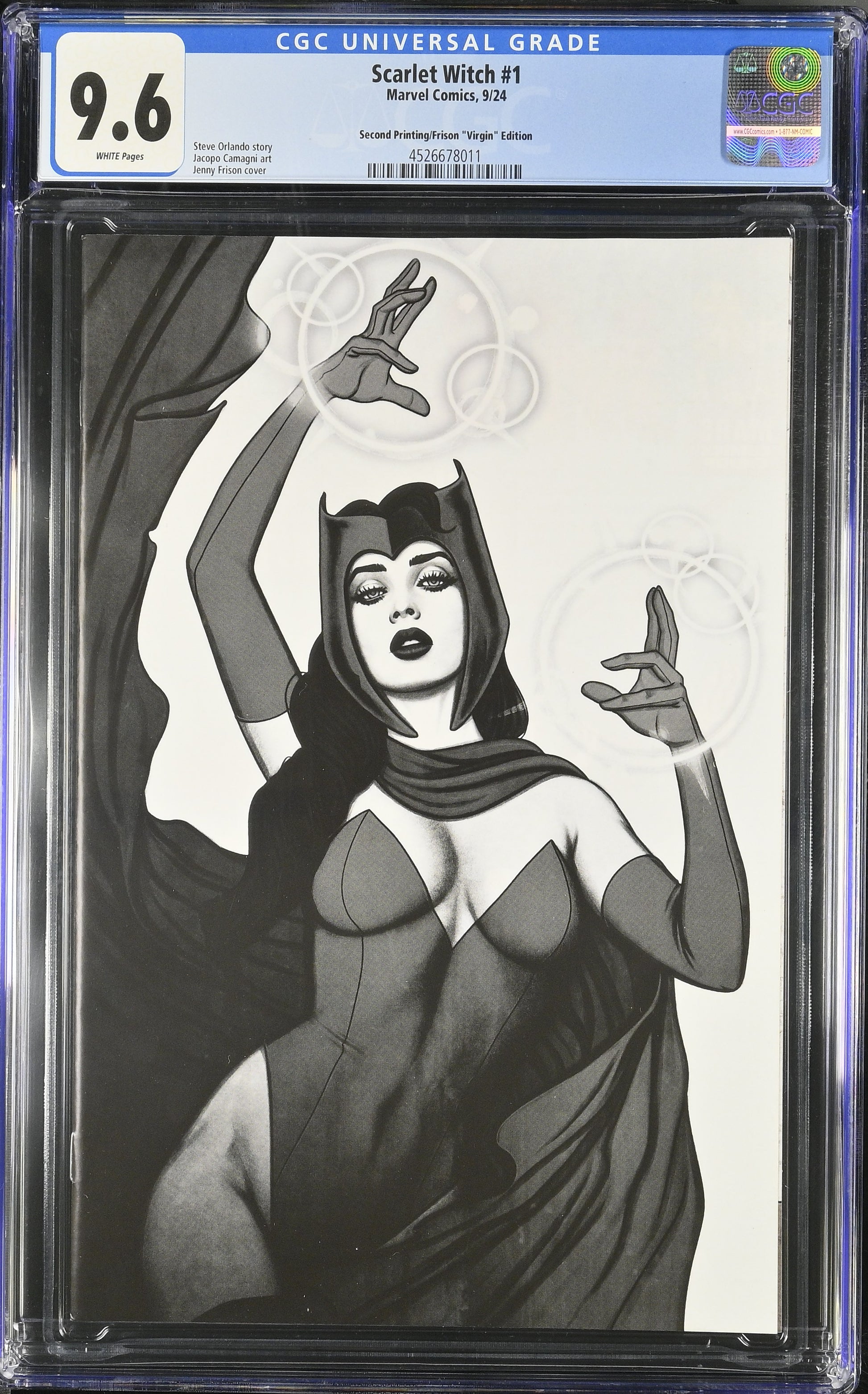 9.6 CGC SCARLET WITCH #1 FRISON 2ND PRINT 1:25 B&W VIRGIN VARIANT [4526678011] Scarlet Witch MARVEL COMICS